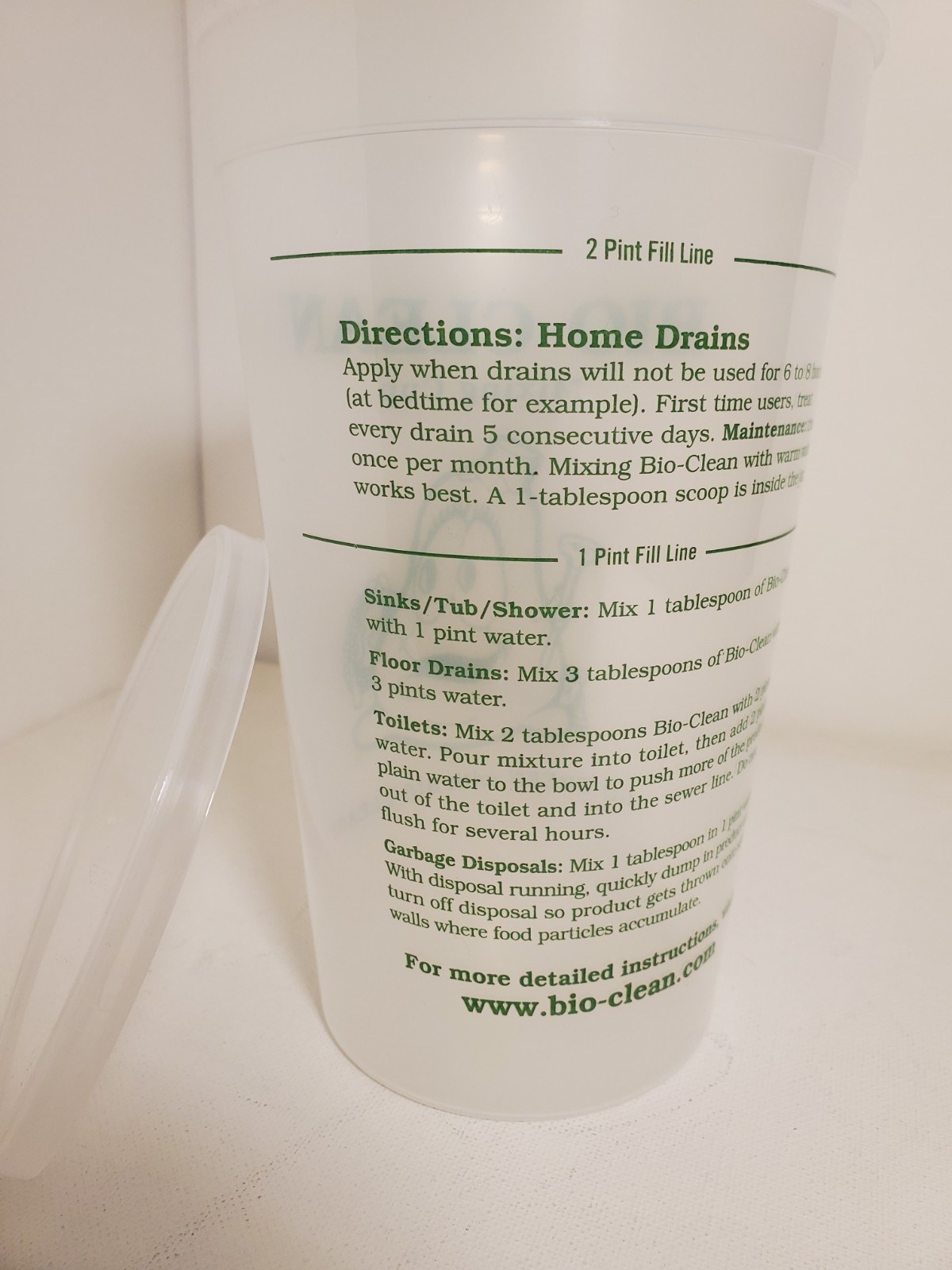 Bio-Clean Drain Product Mixing Cup For Bath Tubs Septic Tanks And Drains