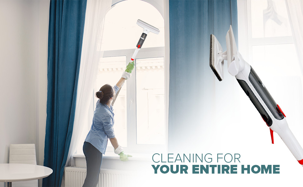 Window Cleaner with Front and Rear Cleaners + Expandable Sprayer – Window Vacuum