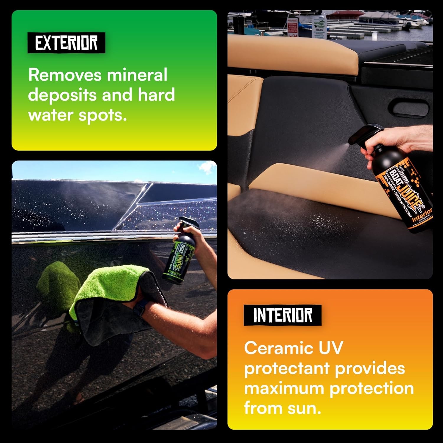 Boat Cleaning Kit Interior Vinyl Seat Cleaner & Exterior Marine Detailing Kit