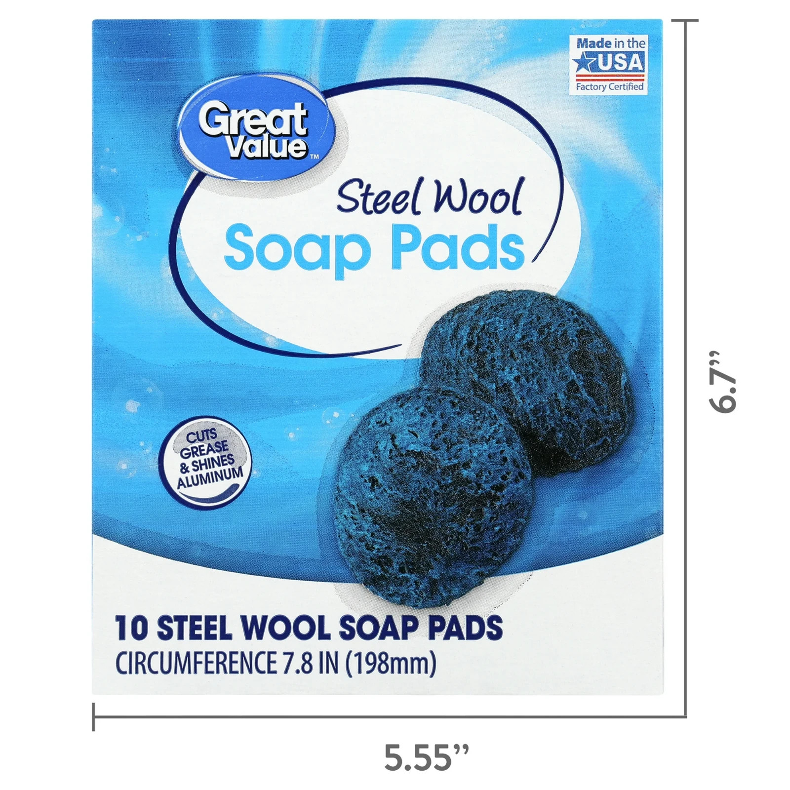 Great Value Steel Wool Soap Pads, 10 Count