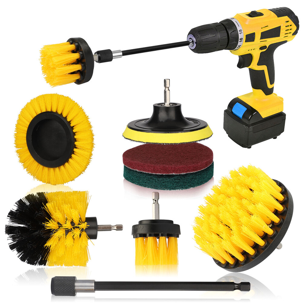 Drill Brush Attachment Set Power Scrubber Cleaning Kit Combo Scrub Tub Clean