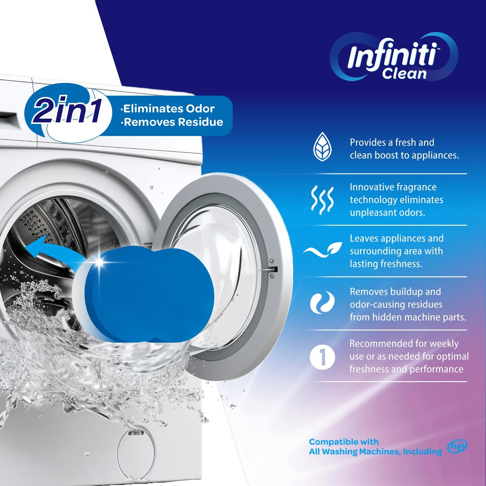Washing Machine Cleaner Tablets 24 Pack – 16.9oz Washing Machine Cleaner Top …