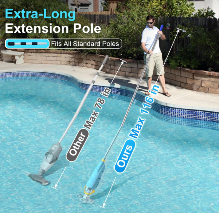 Limpiador Recargable para Piscinas con Cabezal Transparente y Potente Succión