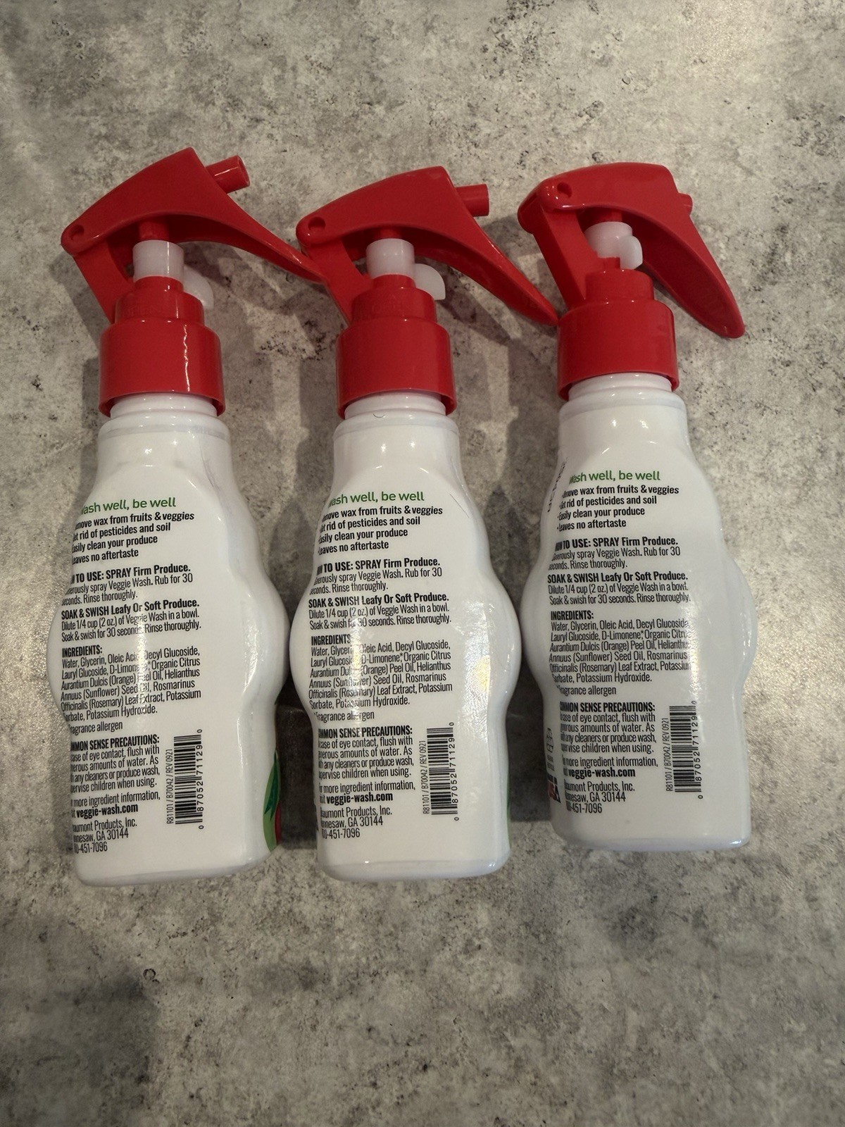 3 Pack Veggie Wash Fruit & Vegetable Wash Spray 2.5oz/73mL Produce Cleaner