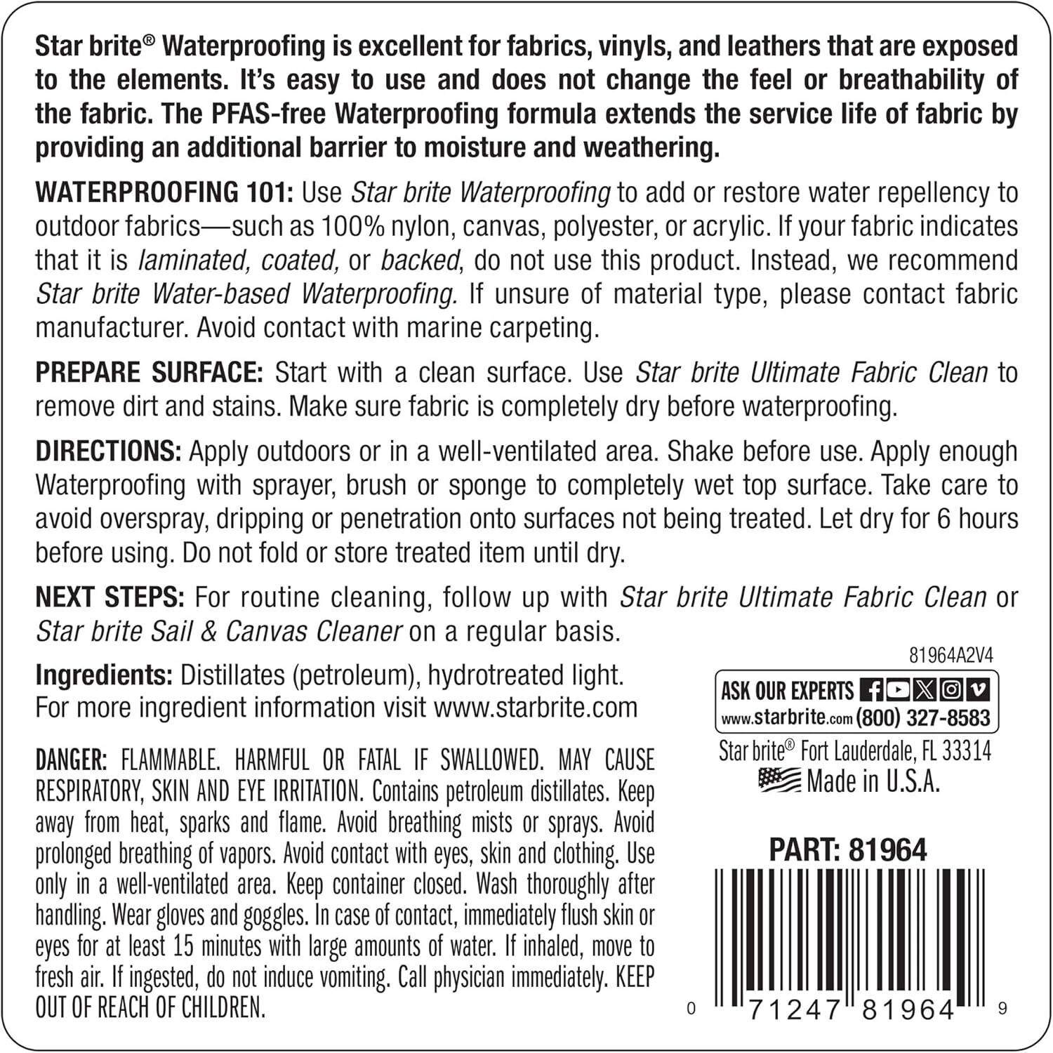 Waterproofing Spray Waterproofer Stain Repellent UV Protection for Boat Covers