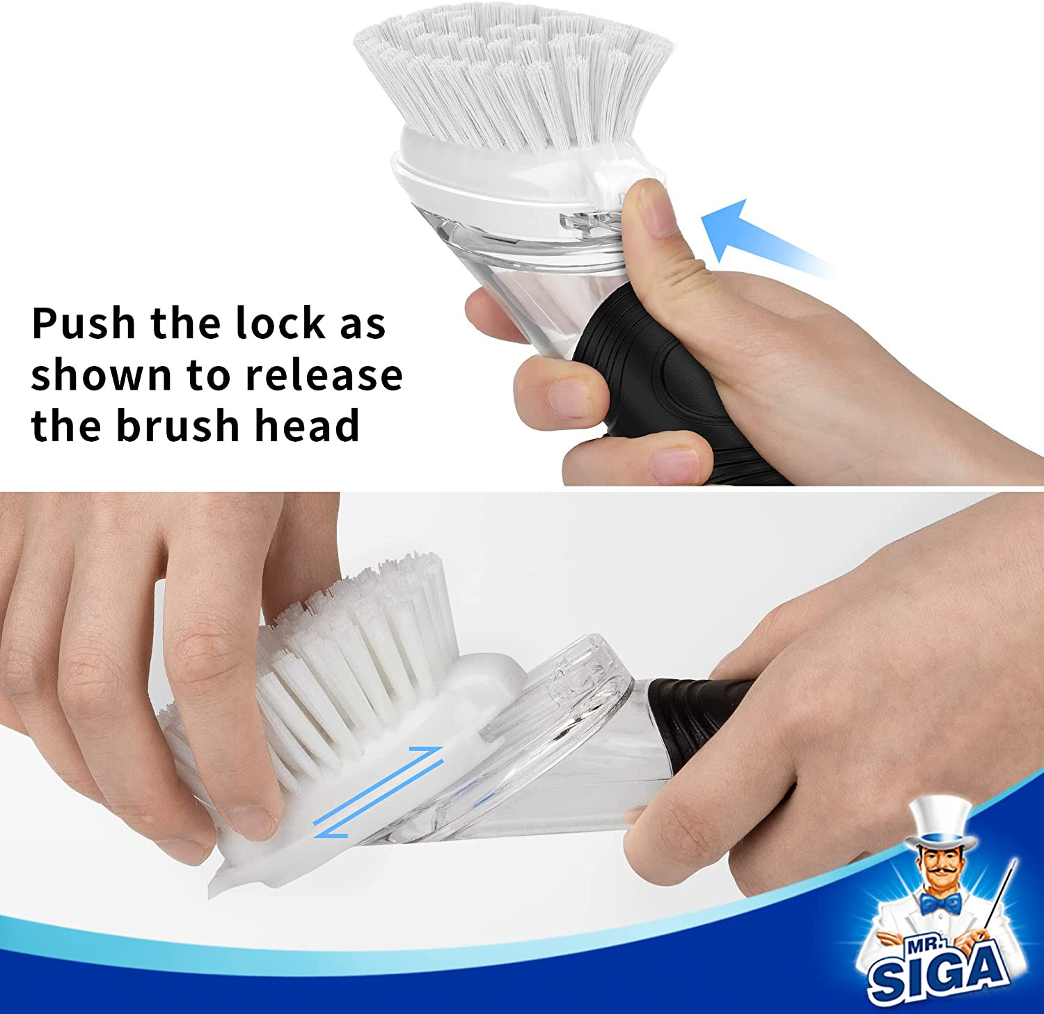 MR.SIGA Soap Dispensing Dish Brush Storage Set, Kitchen Brush with Holder for Po