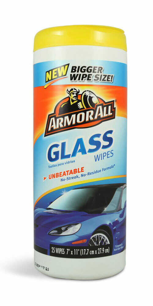 ArmorAll Glass Wipes for a Crystal Clear, Streak-Free Window Shine, 25 Wipes
