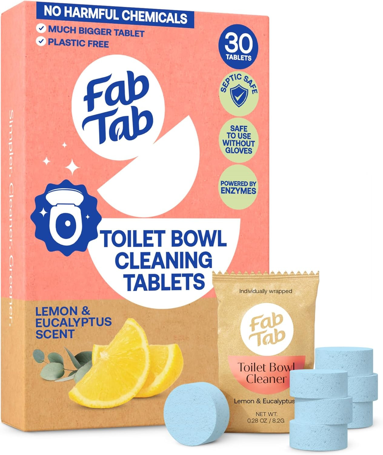Toilet Bowl Cleaner Tablets, Powerful Stain Removal, No Harsh Chemicals, Plastic