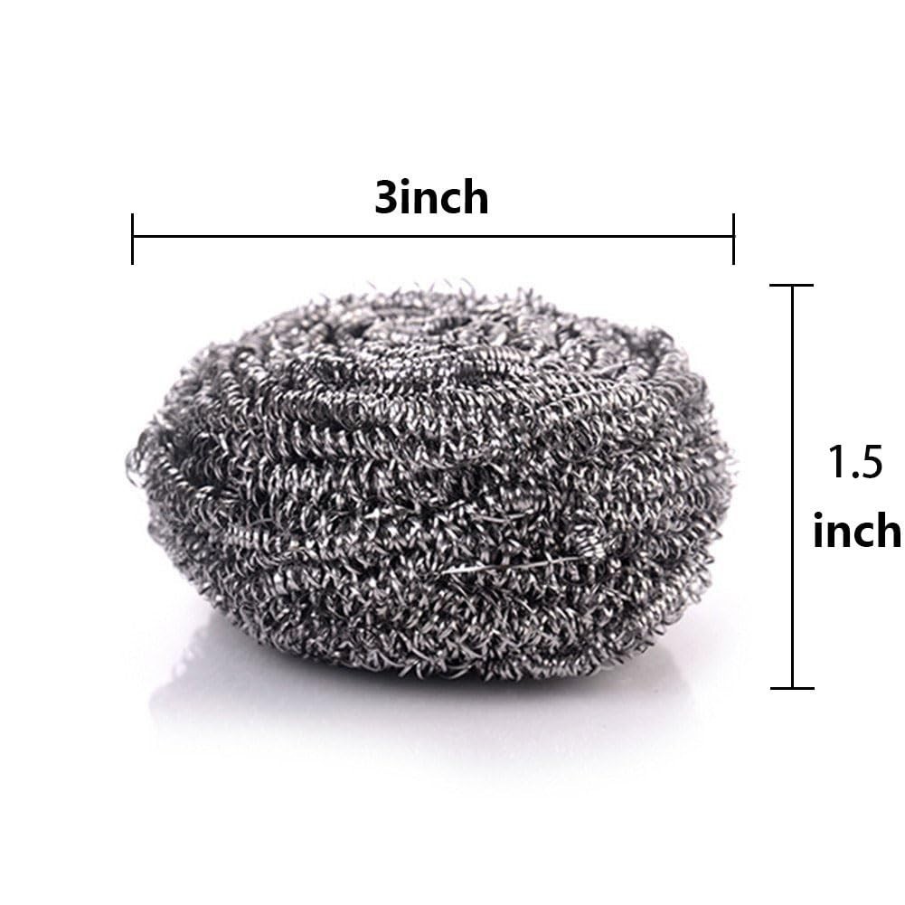 6 Pack Stainless Steel Wool Scrubbers – Heavy Duty Cleaning Pads for Kitchens