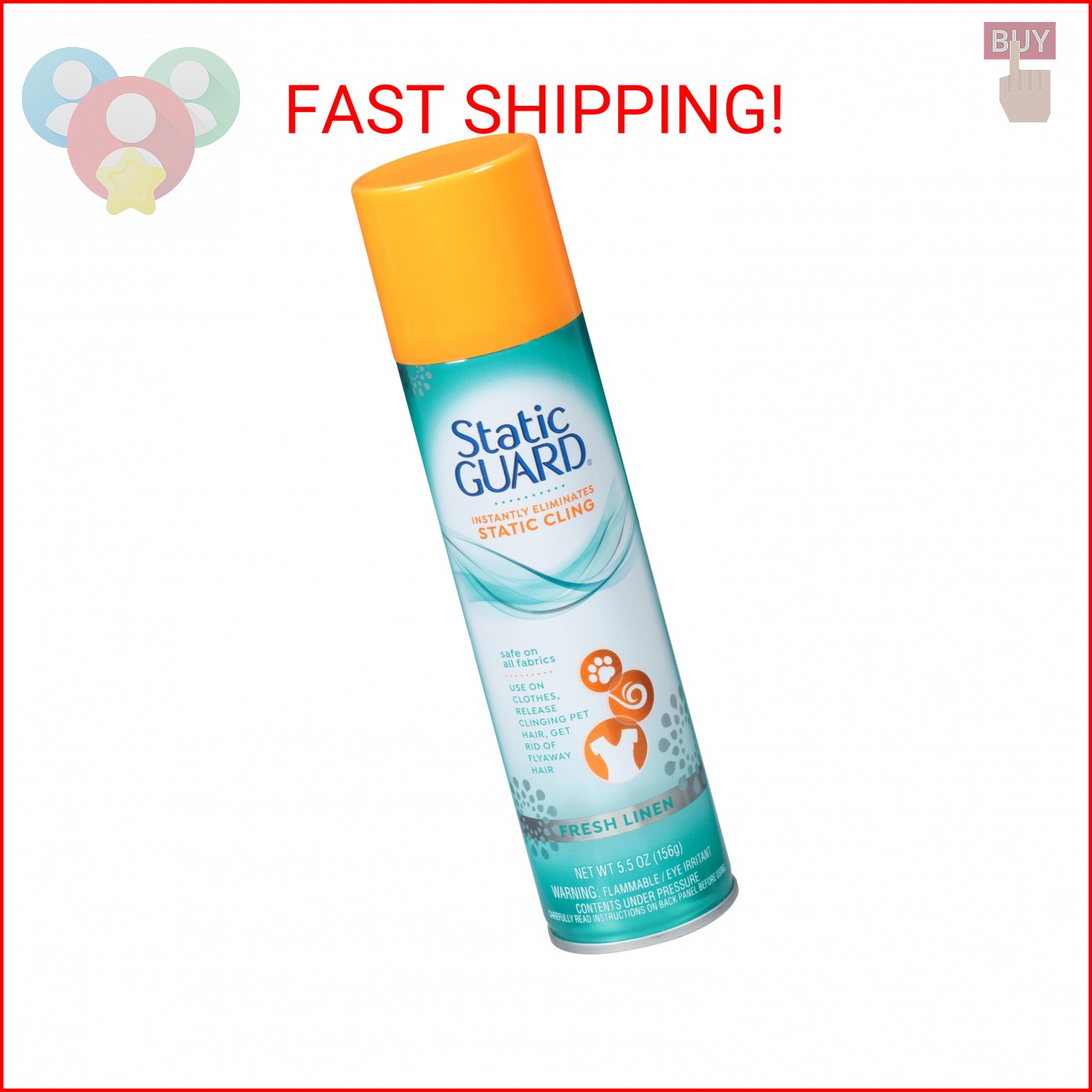 Static Guard Fabric Spray, Fresh Linen Scent, 5.5 Ounce Can