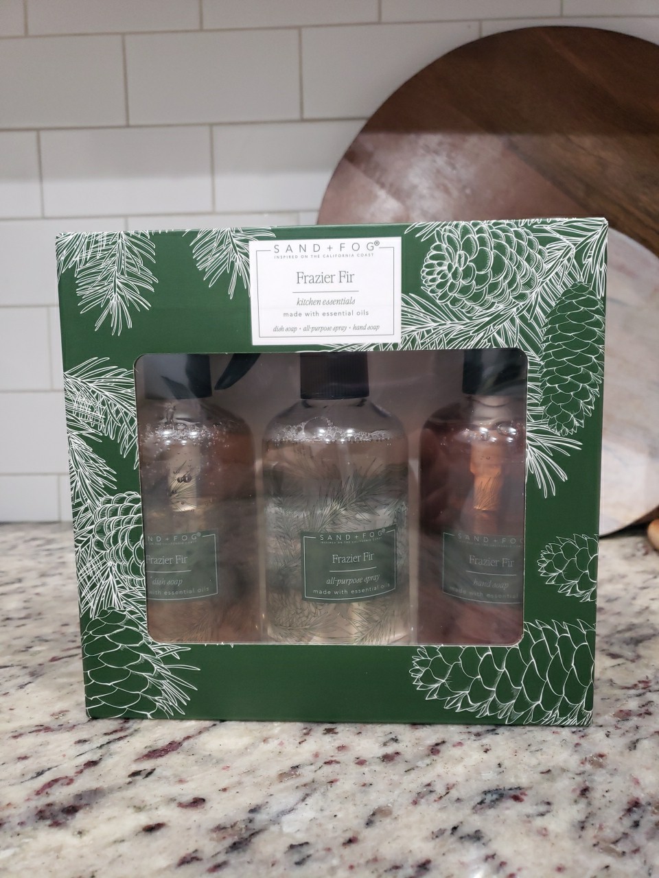 Sand + Fog FRAZIER FIR Kitchen Essentials 3 Piece Gift Set 10 Oz. Each Soap/Spra