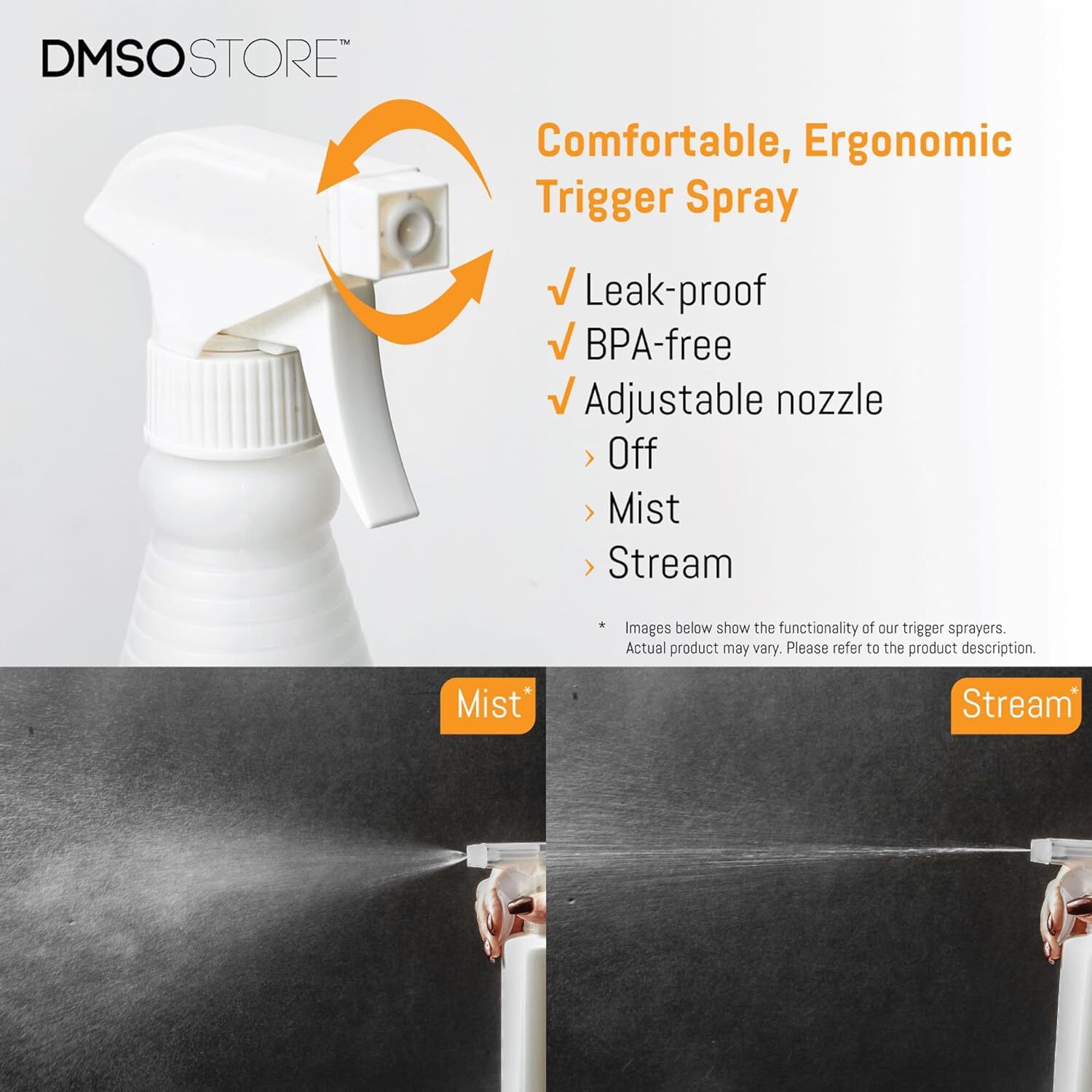 Natural Plastic Carafe Spray Bottle 4 Pack w/ White Trigger Sprayer 32oz