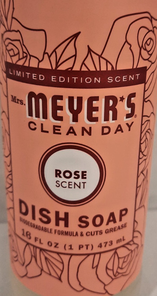 MRS MEYERS CLEAN DAY ROSE SCENT DISH SOAP W/ SCOTCH BRITE BRUSH REFILL BRAND NEW