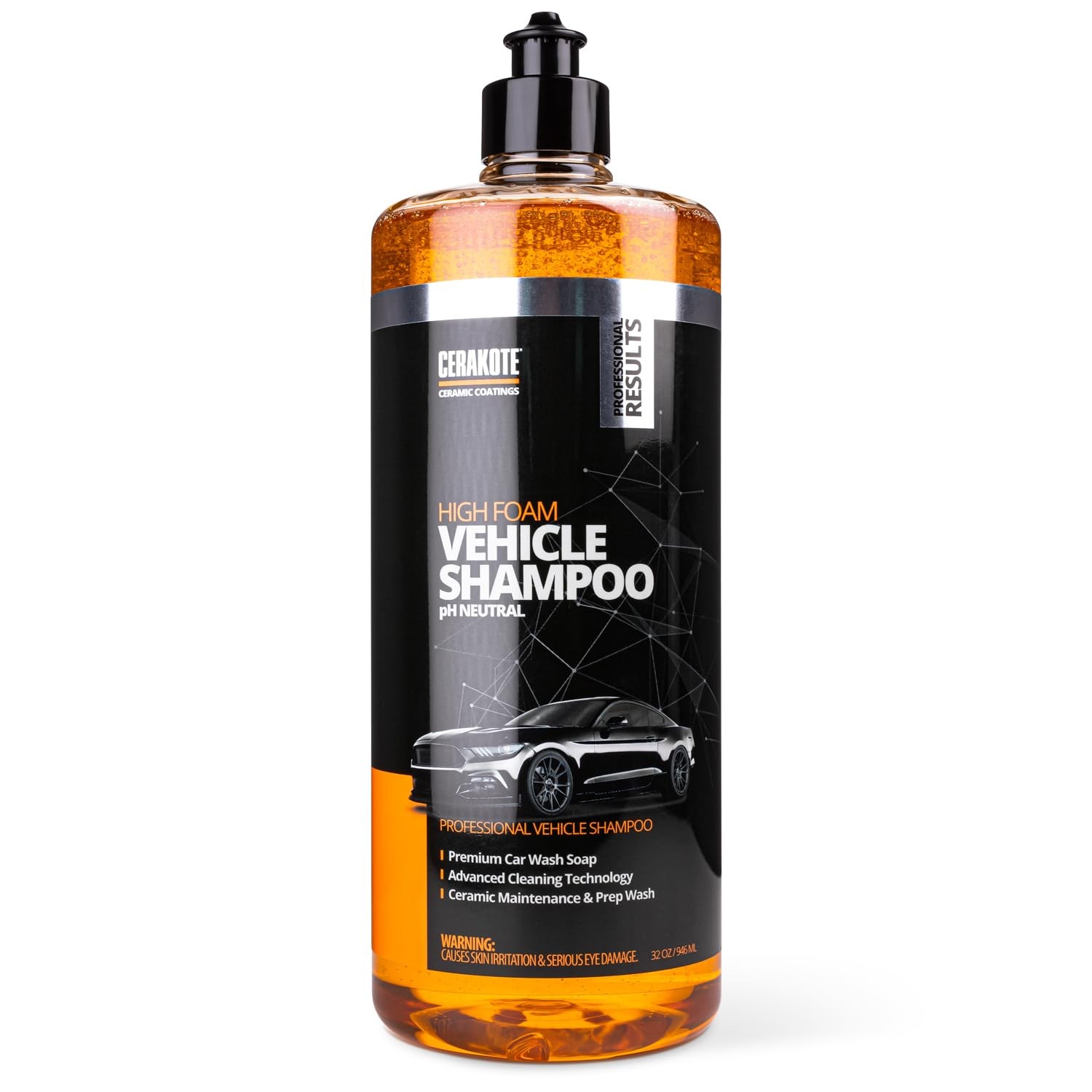 High Foam Vehicle Shampoo 32 oz. Bottle pH Neutral Premium Car Wash Soap Ce…