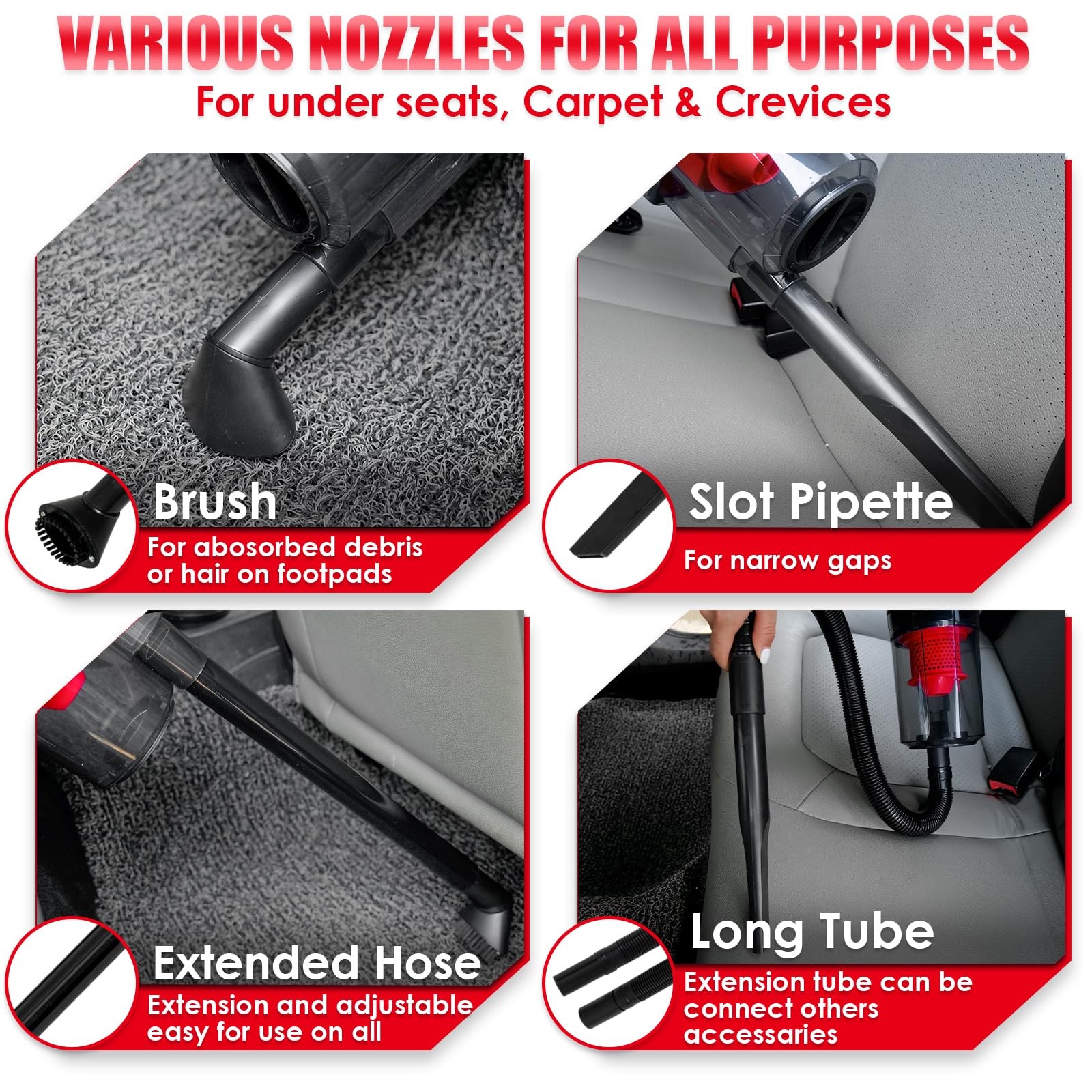 Red 17PC Car Detailing Kit: High-Power Vacuum, Interior Cleaner & Gift for Her