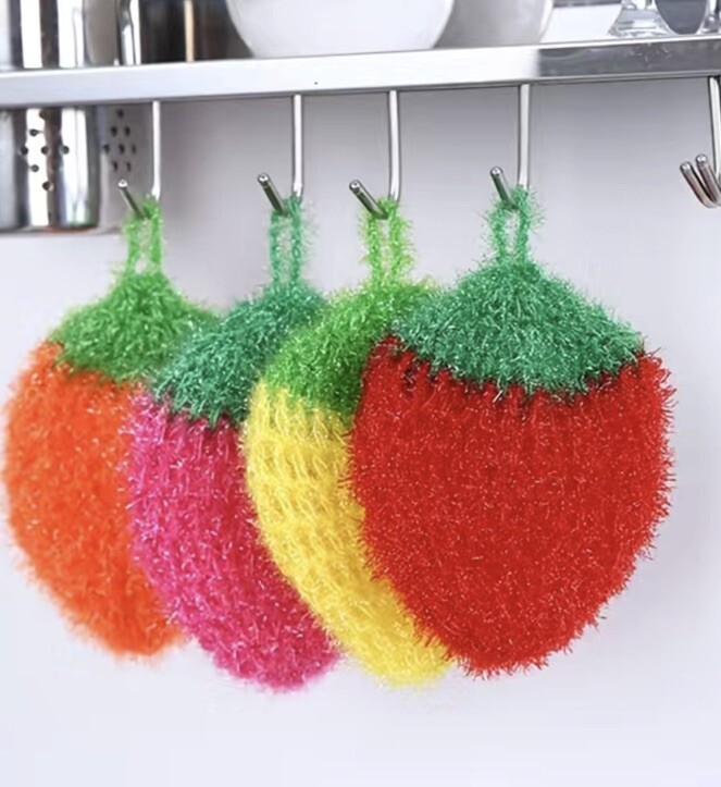2 Scrubber Strawberry Dish Washing Non-scratch Kitchen Sponge Cleaning Reusable