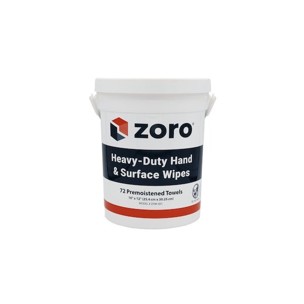 Zoro Zhw-001 Heavy-Duty Hand & Surface Wipes, Premoistened, Aloe/Vitamin E,