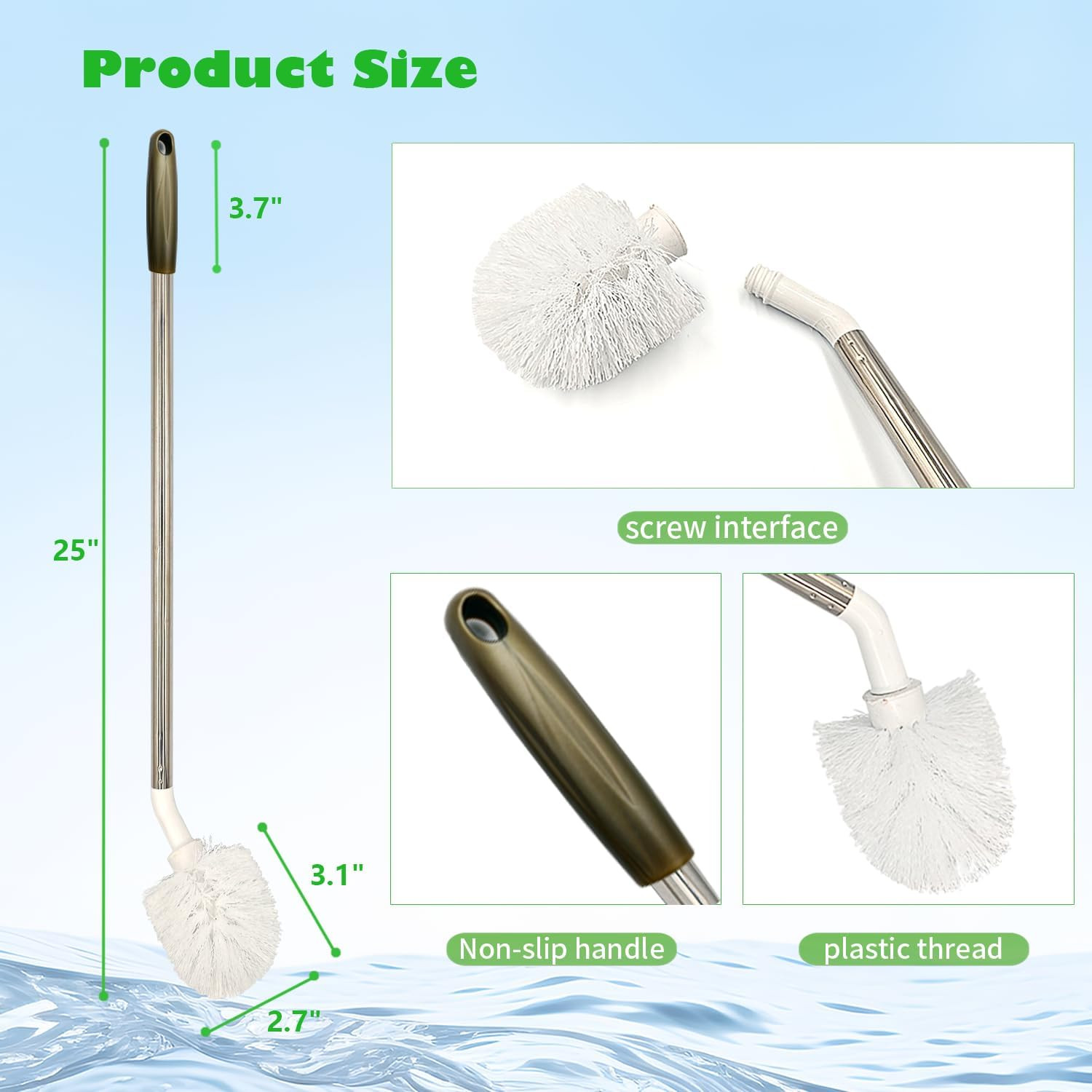 2-Pack Bucket Brush, Kettle Brush, Cleaning Extra Long Bottles, Gallon Jug Clean
