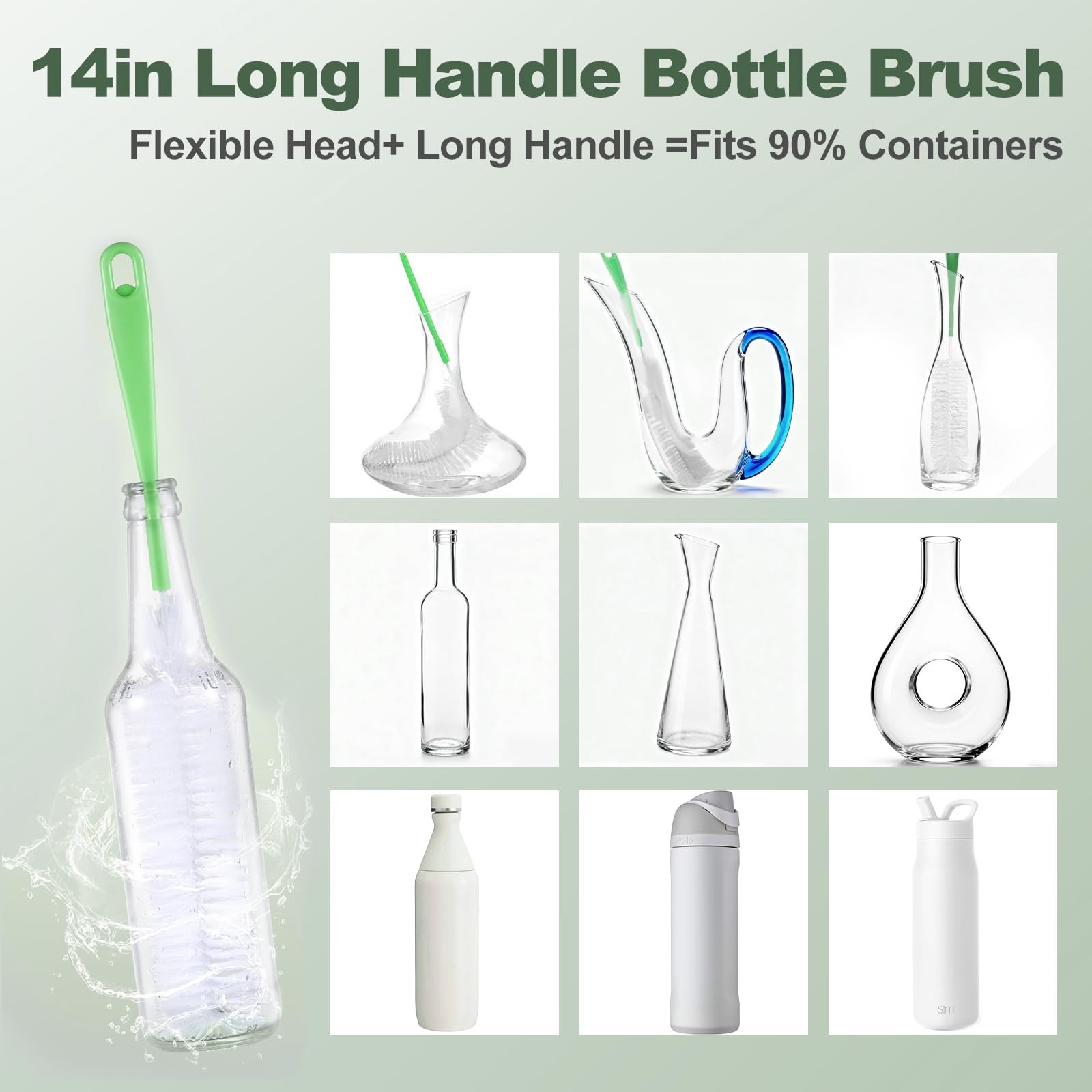 5 Pack Bottle Brush Set, 5 in 1 Water Bottle Cleaning Brush, Long Handle Narr…
