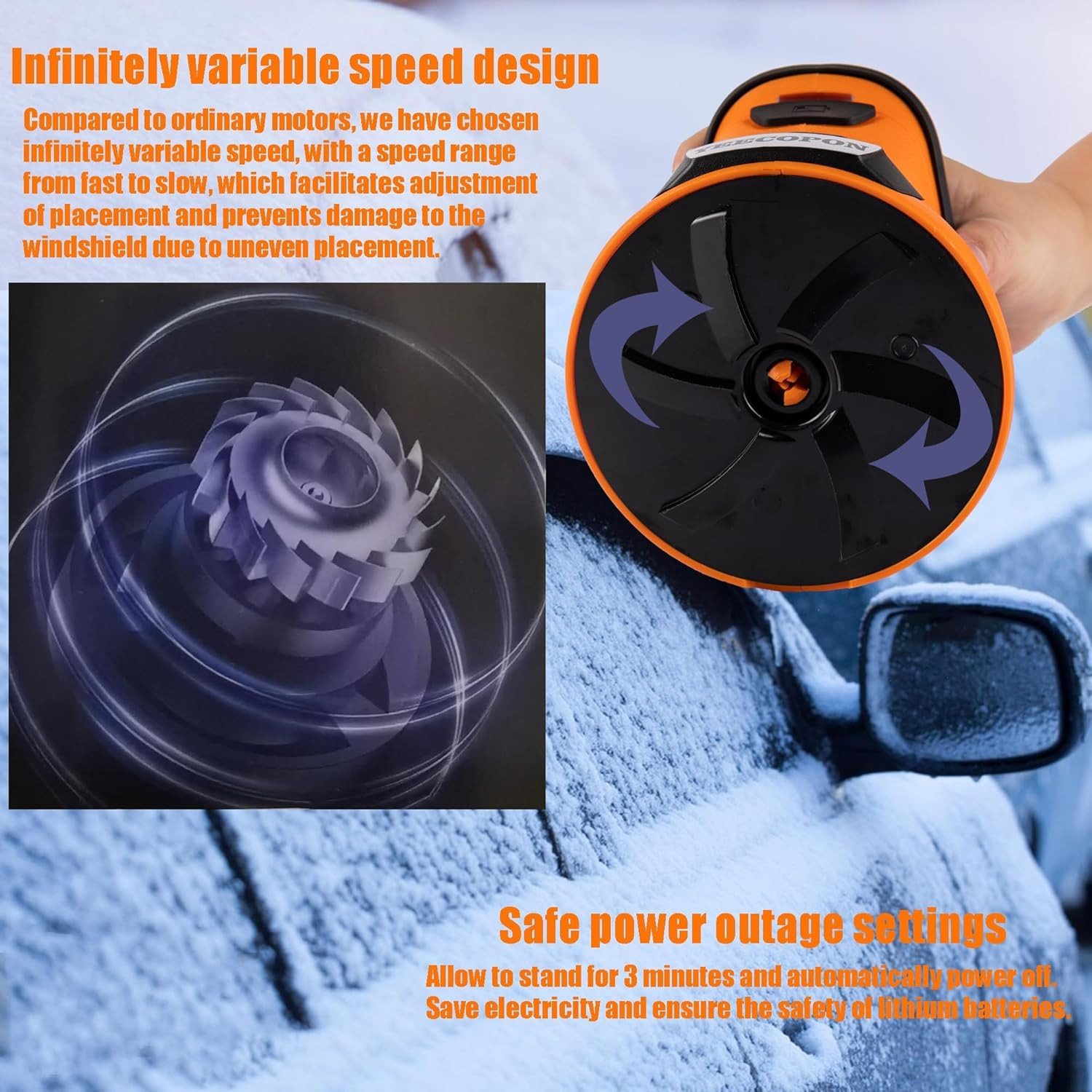 3-In-1 Electric Ice Scraper for Cars & Home – Cordless Handheld Defroster