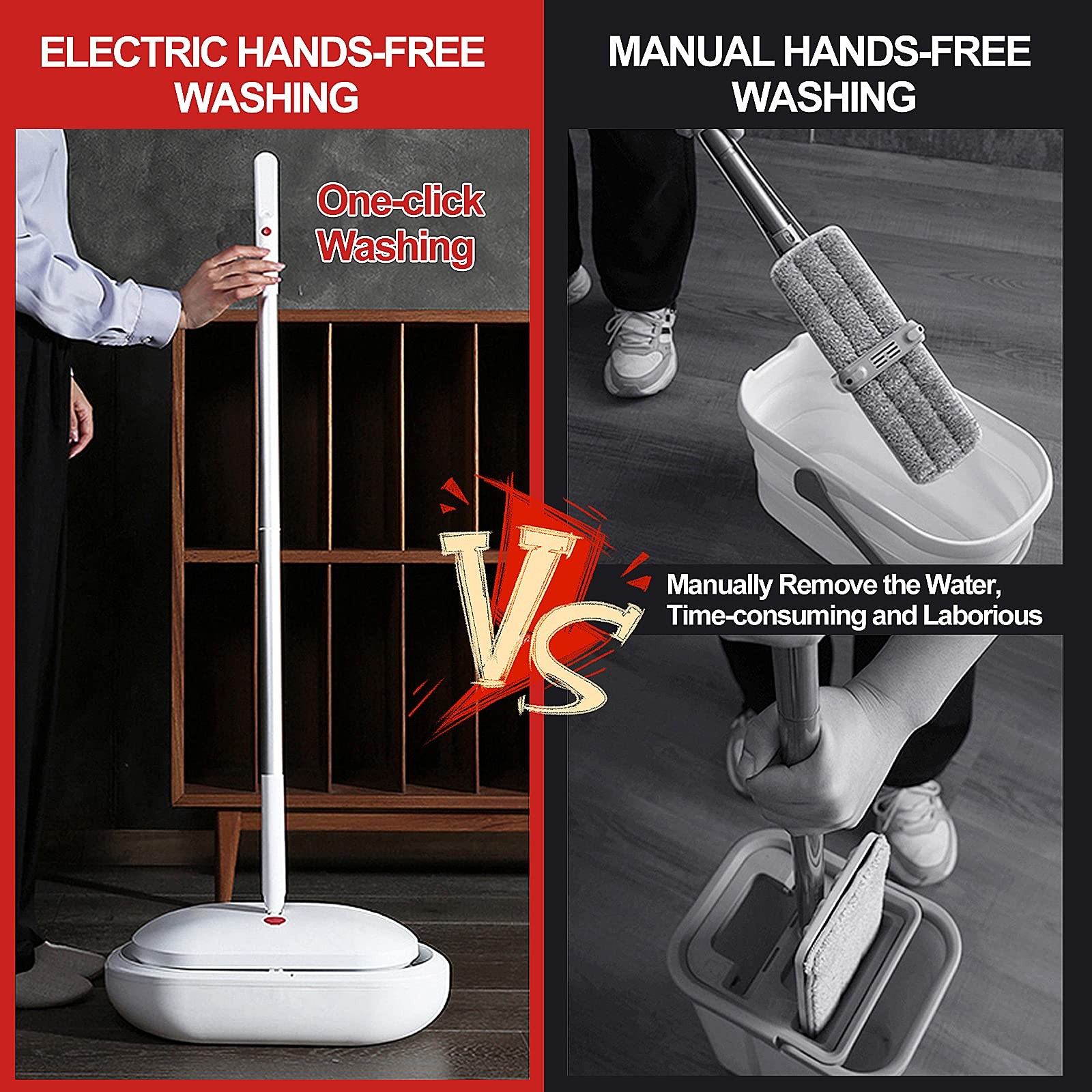 Cordless Electric Spin Mop Power Mop with 4 Floor Scrubber Pads/Automatic Cle…