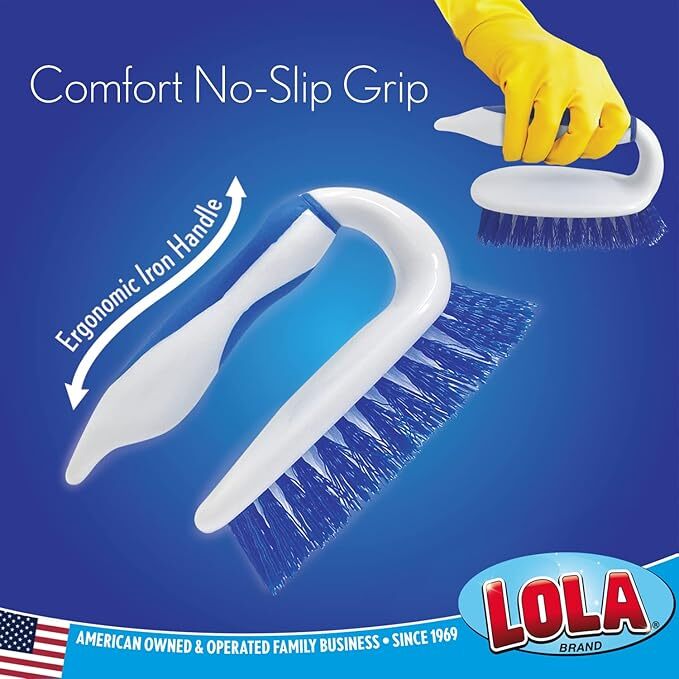 LOLA Iron Handle Scrubber – Countertop Scrub Brush, Heavy Duty Cleaner – 1 Count