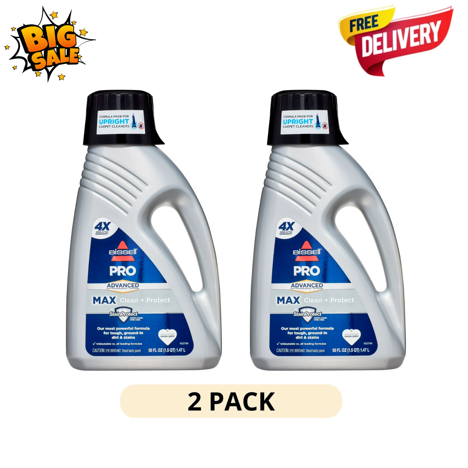 2Pack Bissell Carpet Cleaning Formula 50oz 70E1 Pro Max Clean Protect Solution
