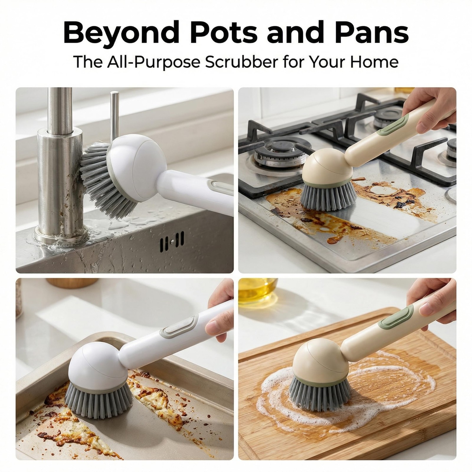 Li&Zhao Dish Brush with Soap Dispenser – Kitchen Sink Brush with Built-in Liq…