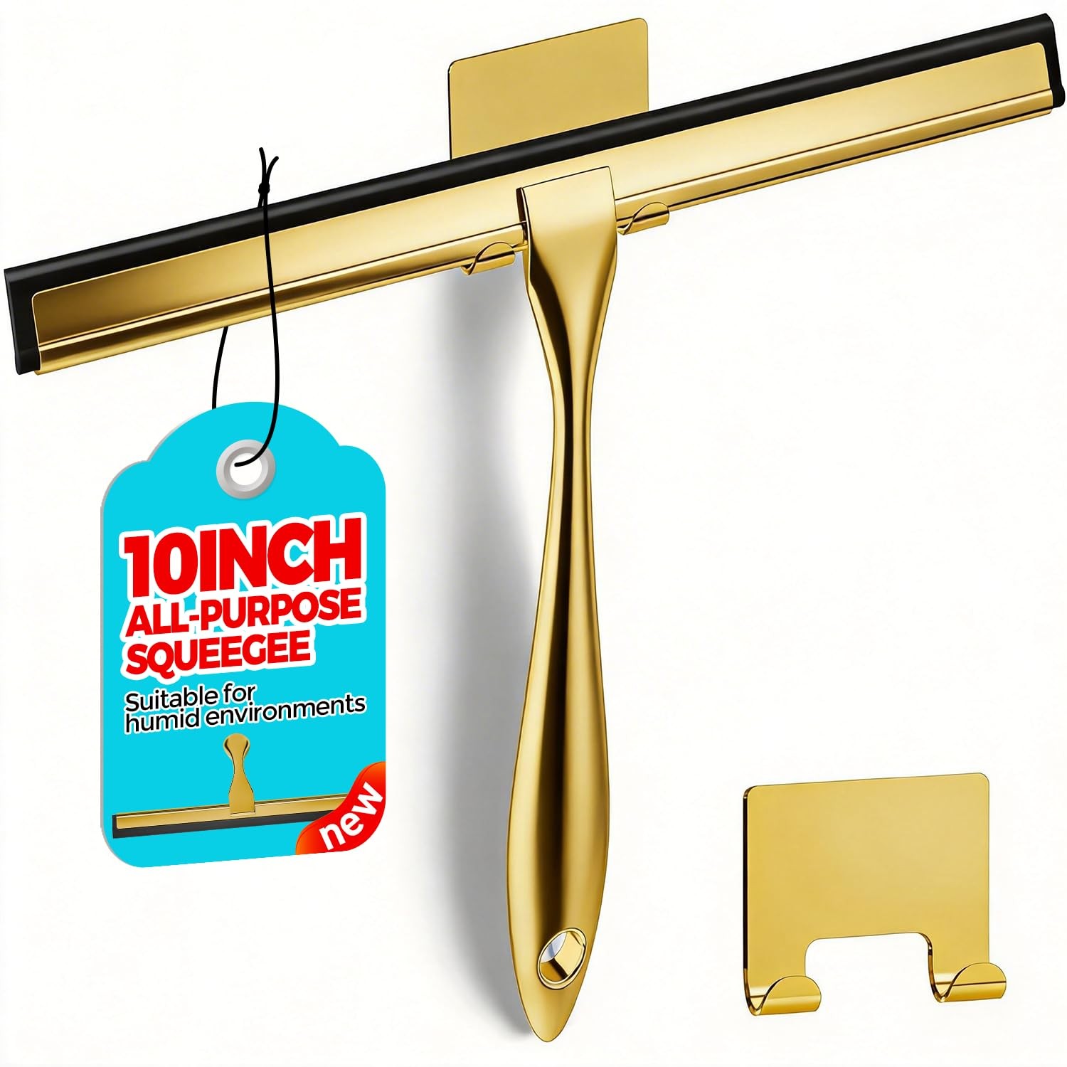 10-Inch Golden All-Purpose Shower Squeegee for Shower Doors Tile Shower Walls