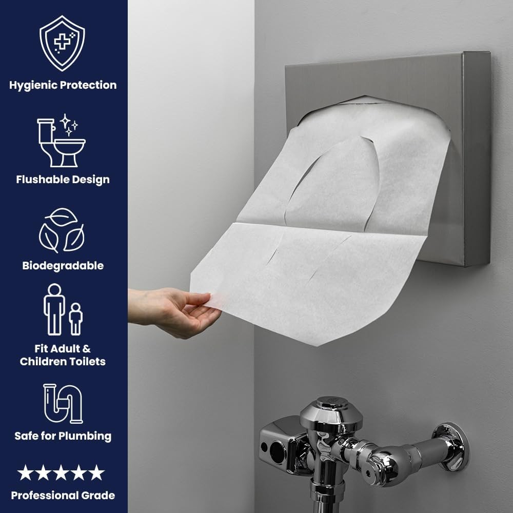 HOSPECO Discreet Seat Half-Fold Toilet Seat Covers, 14.25 X 16.5, White, 250/p
