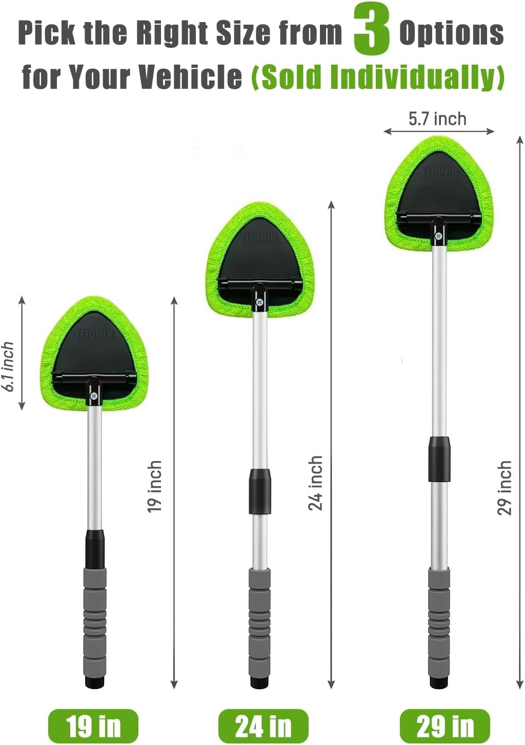 Windshield Cleaner Tool – Extendable Handle & 180° Swivel, Microfiber Pads Kit