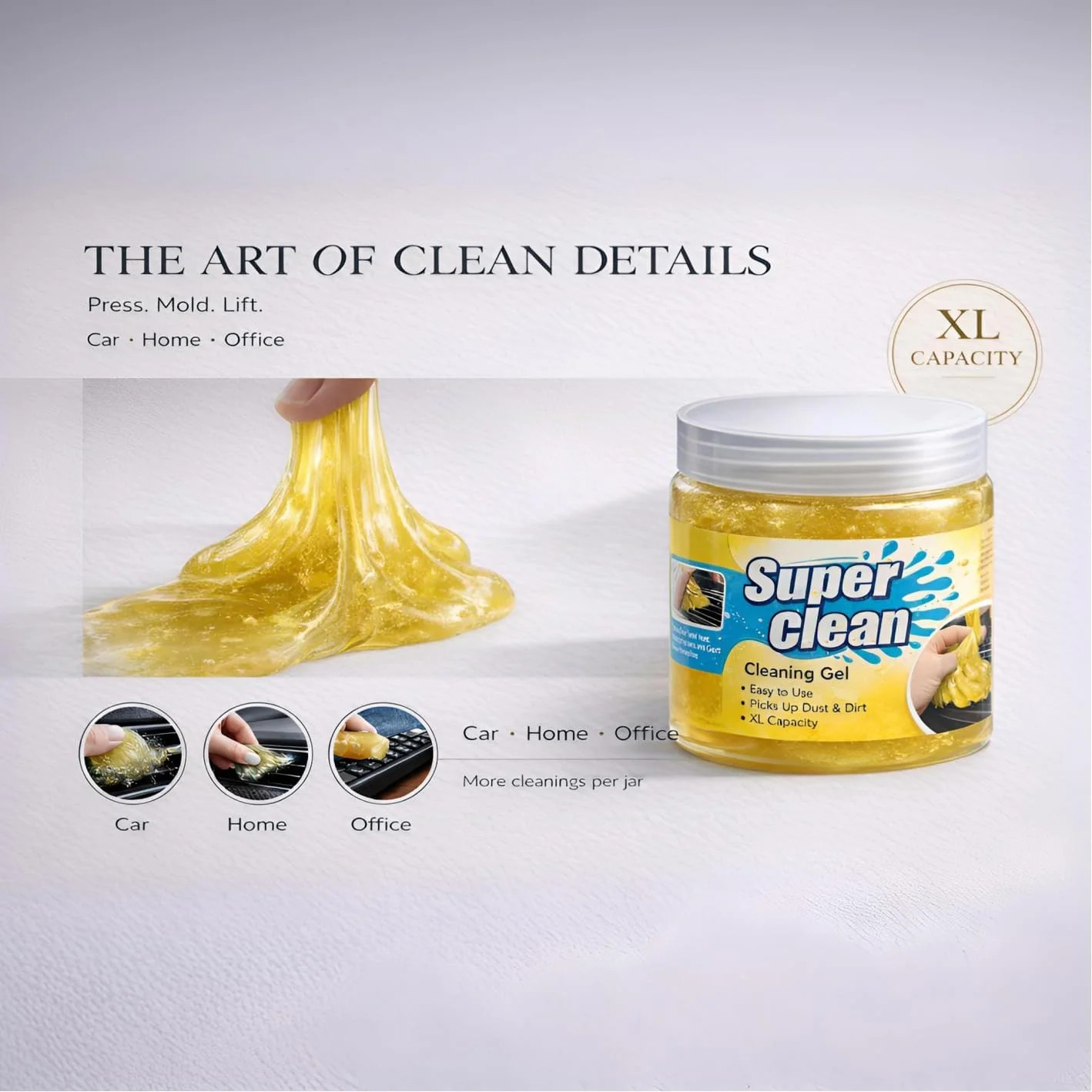 8-Piece Car Interior Detailing Kit – 160g Non-Sticky Gel (128% More Than 70g), U