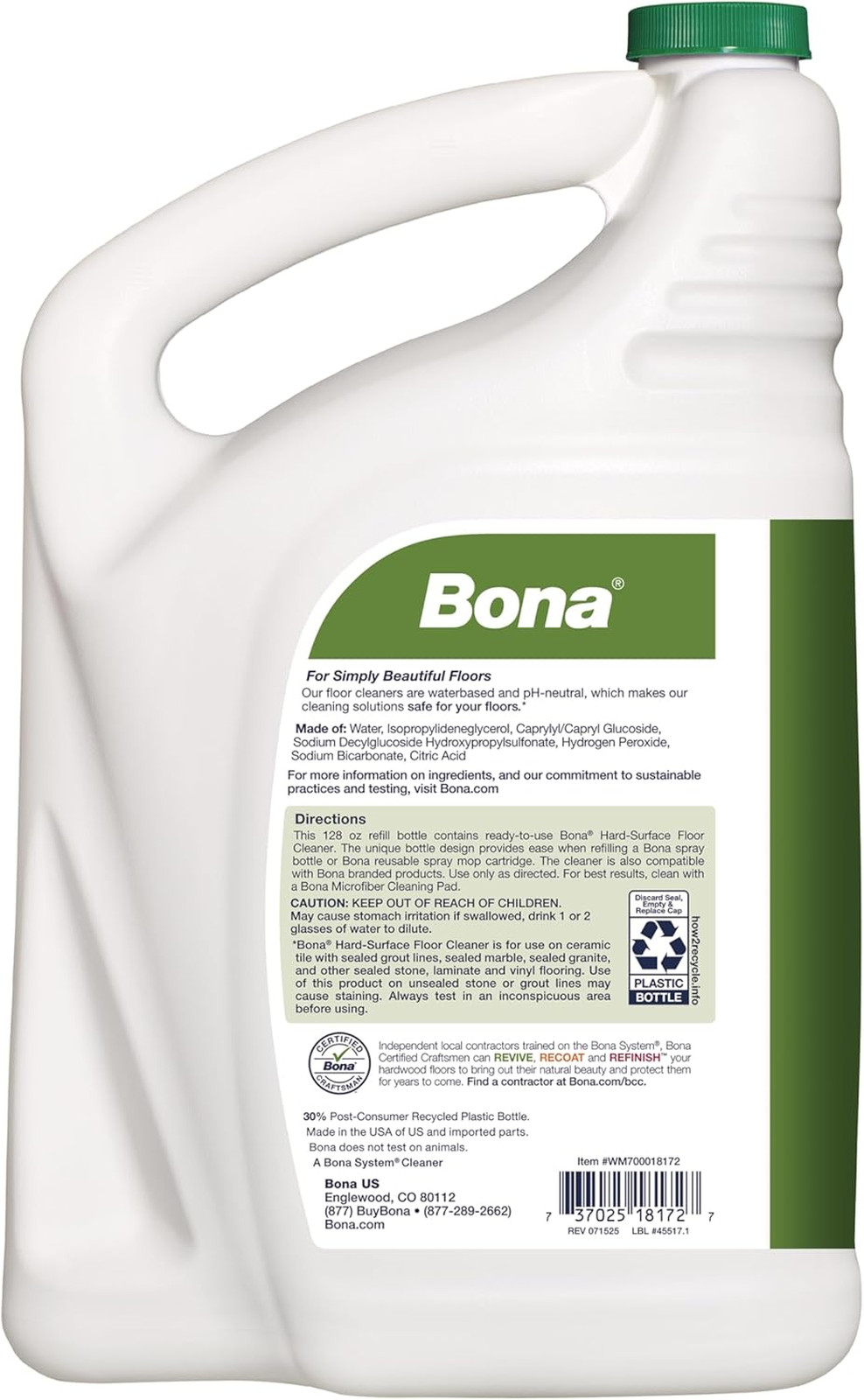 Bona Multi-Surface Floor Cleaner Refill 128 oz Unscented for Stone Tile Laminate