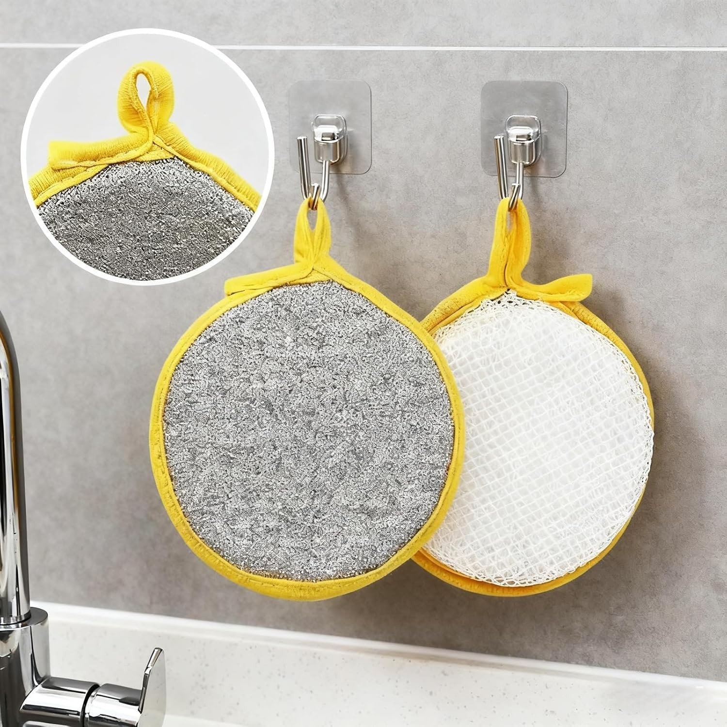 10 Pcs -Double-Sided Scouring Pads Dish Pan Washing Sponge Kitchen Cleaning Tool