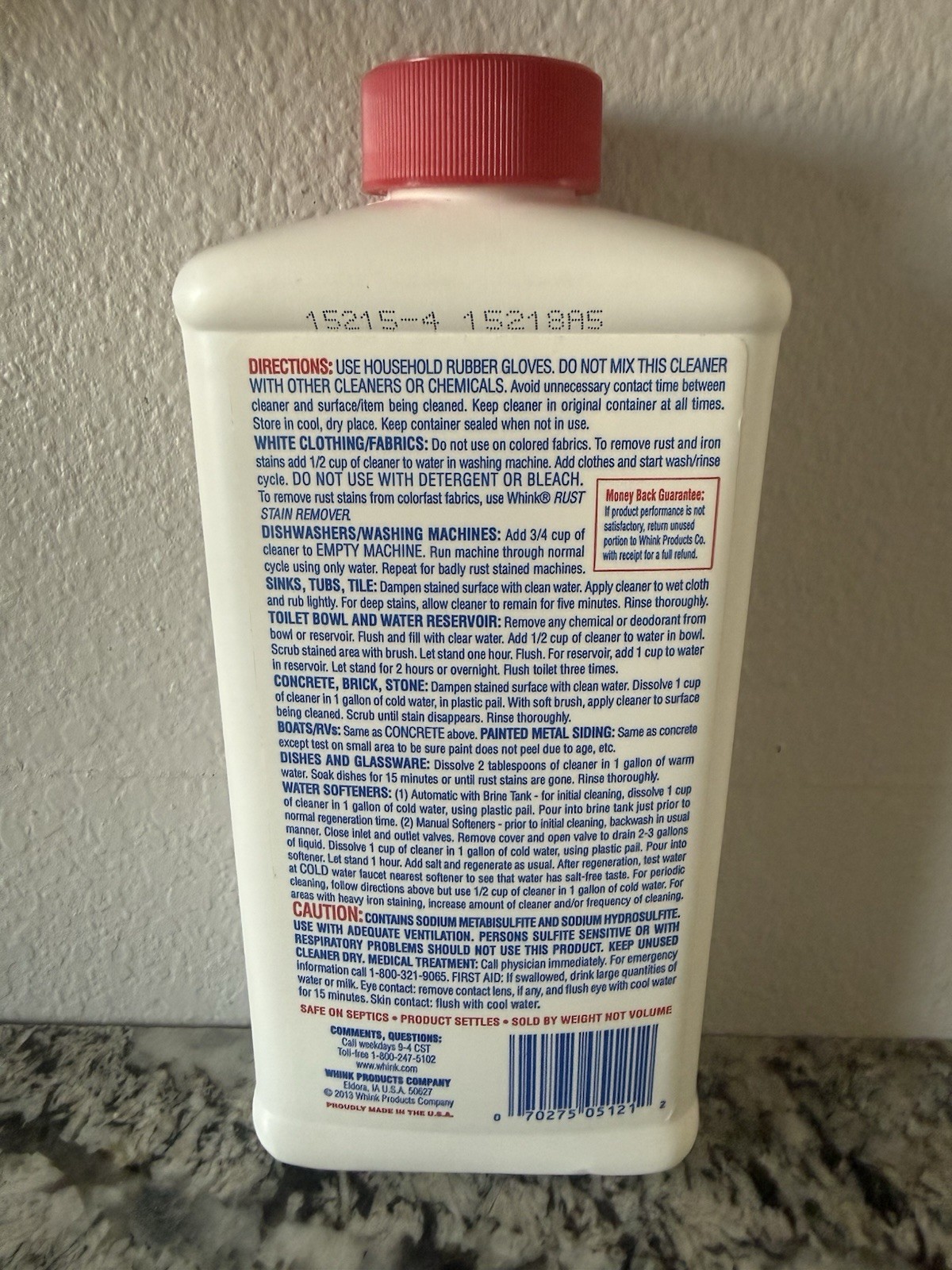 Whink Rust Stain Remover Vintage 26oz Bottle FULL Rare Sinks And Toilets