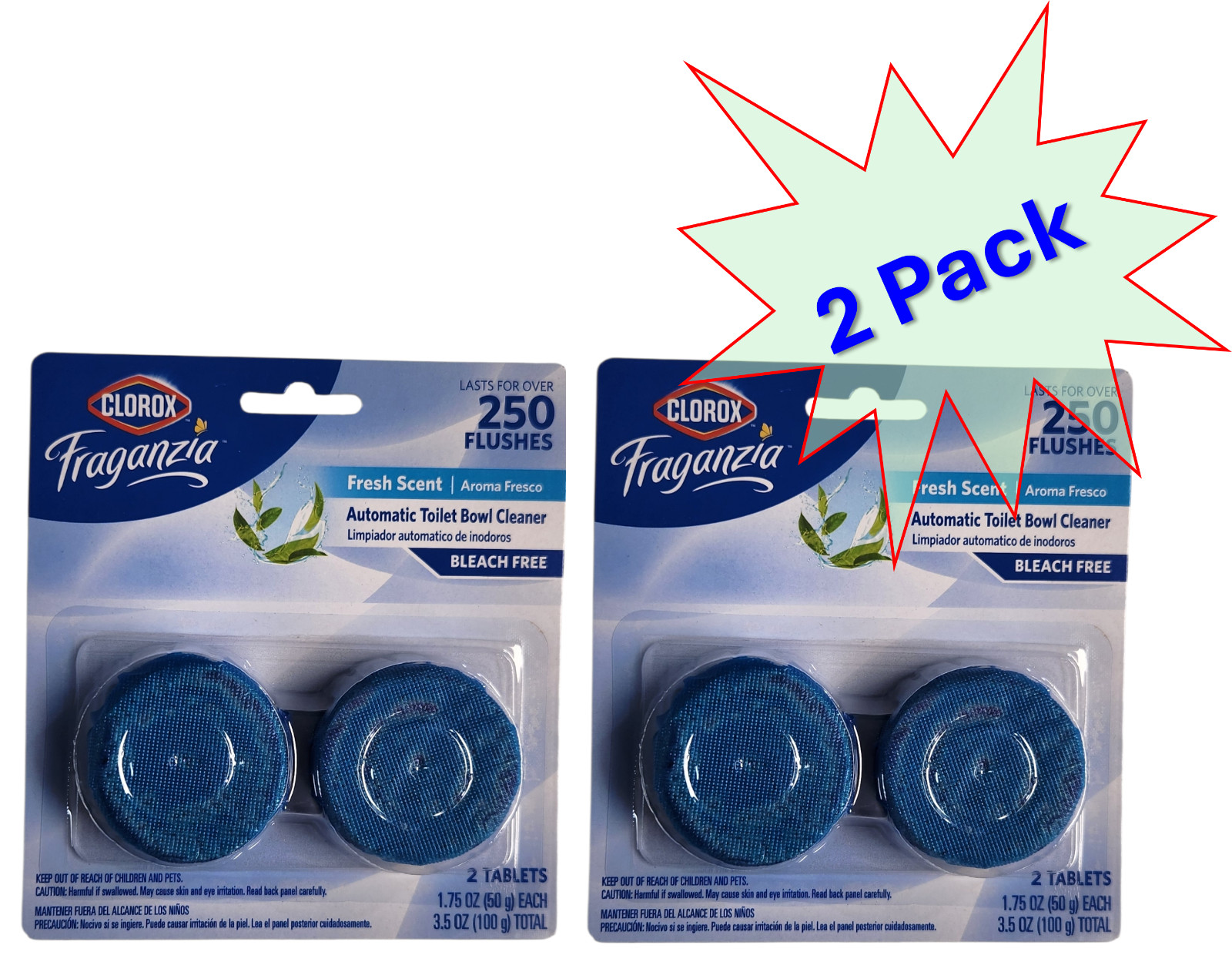 Clorox Fraganzia Toilet Bowl Cleaner Tablets 2 tablets – (4-Pack) 8 Tablets