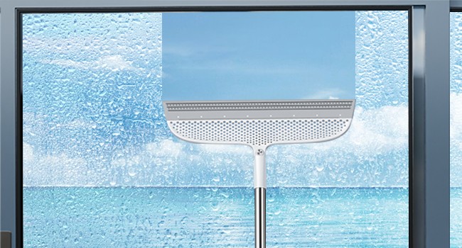 Silicone Floor Squeegee, 180° Rotating Air Broom, Squeegee for Floor with a Long