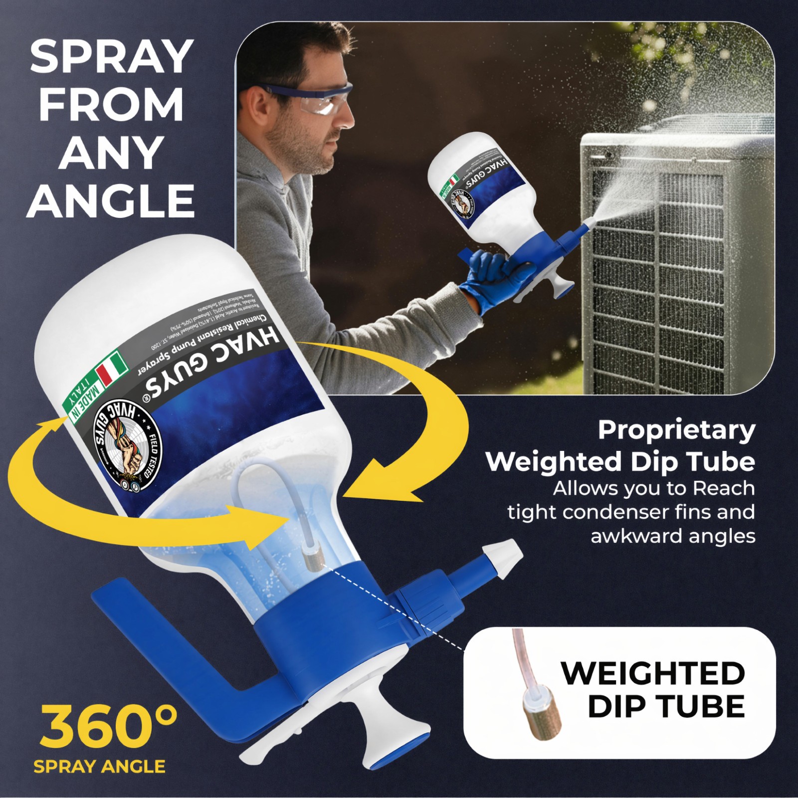 HVAC Guys Dura-Spray Coil Cleaner Pump Sprayer | Handheld Chemical Pump Sprayer