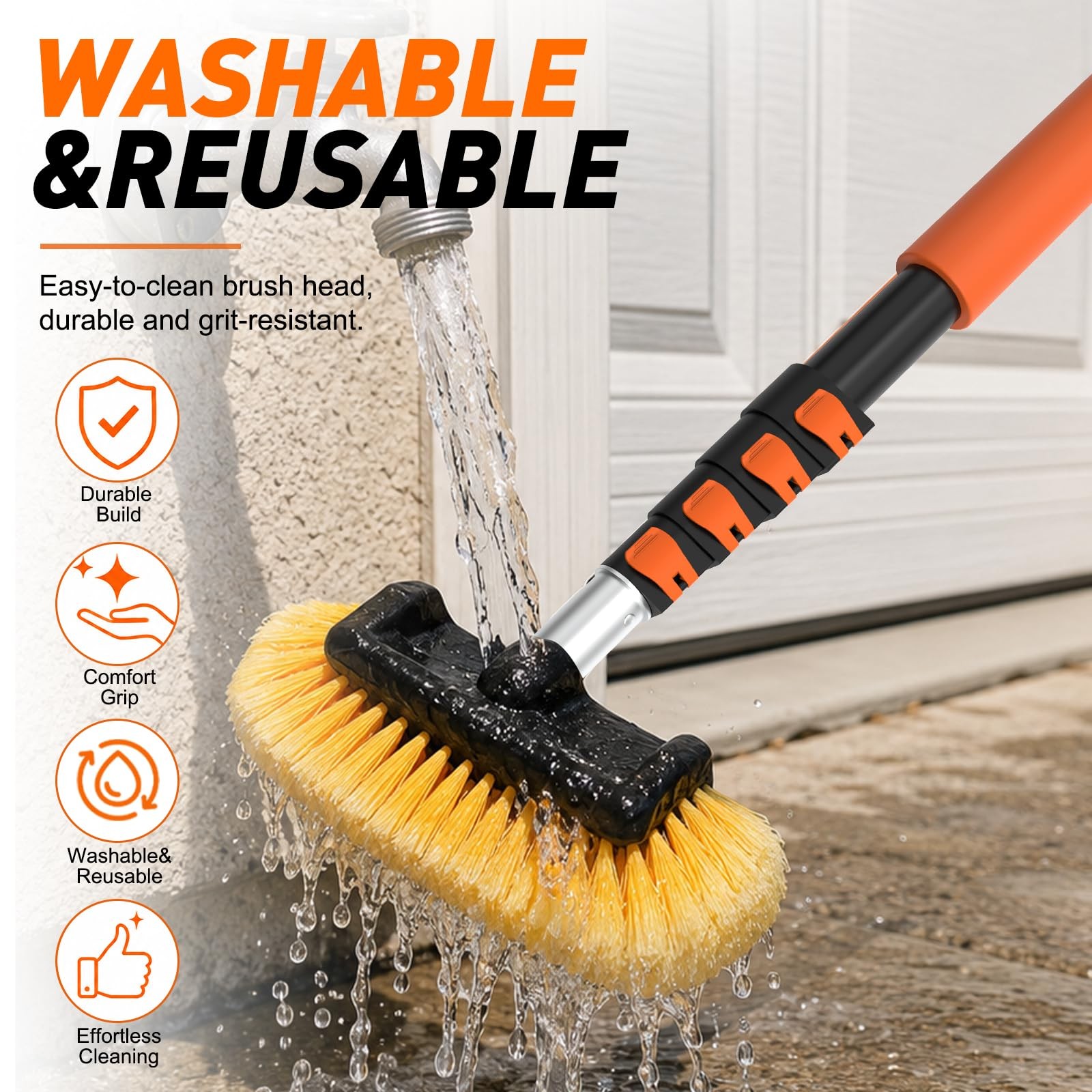 Car Wash Brush, 16FT Telescopic Car Wash Brush with Long Handle, 12-Inch Soft…