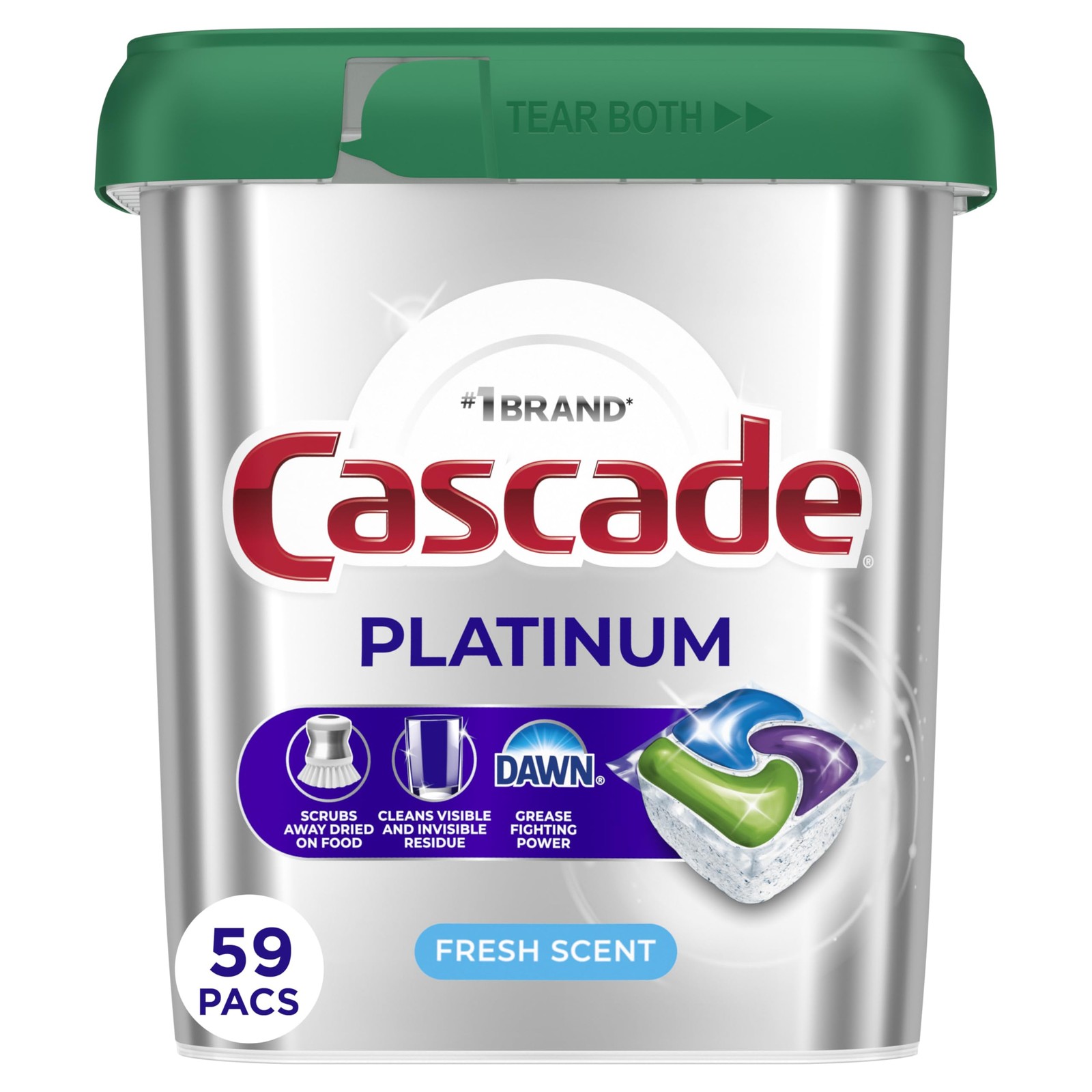 Cascade Platinum Dishwasher Pods Detergent Fresh 59 Count