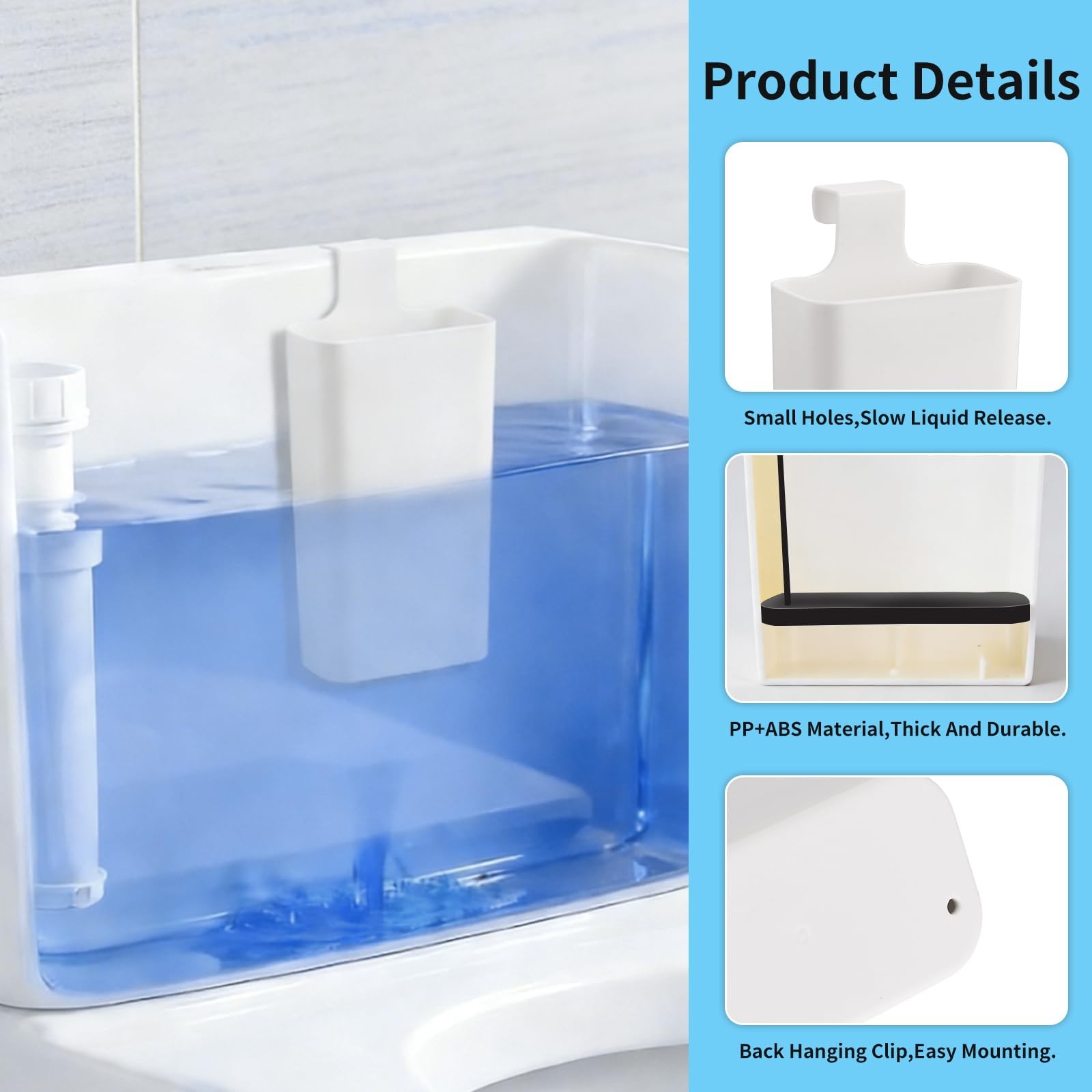 Premium Toilet Tank Tablet Holder – Plastic Hanging Cleaner Caddy (7.5” x 3….