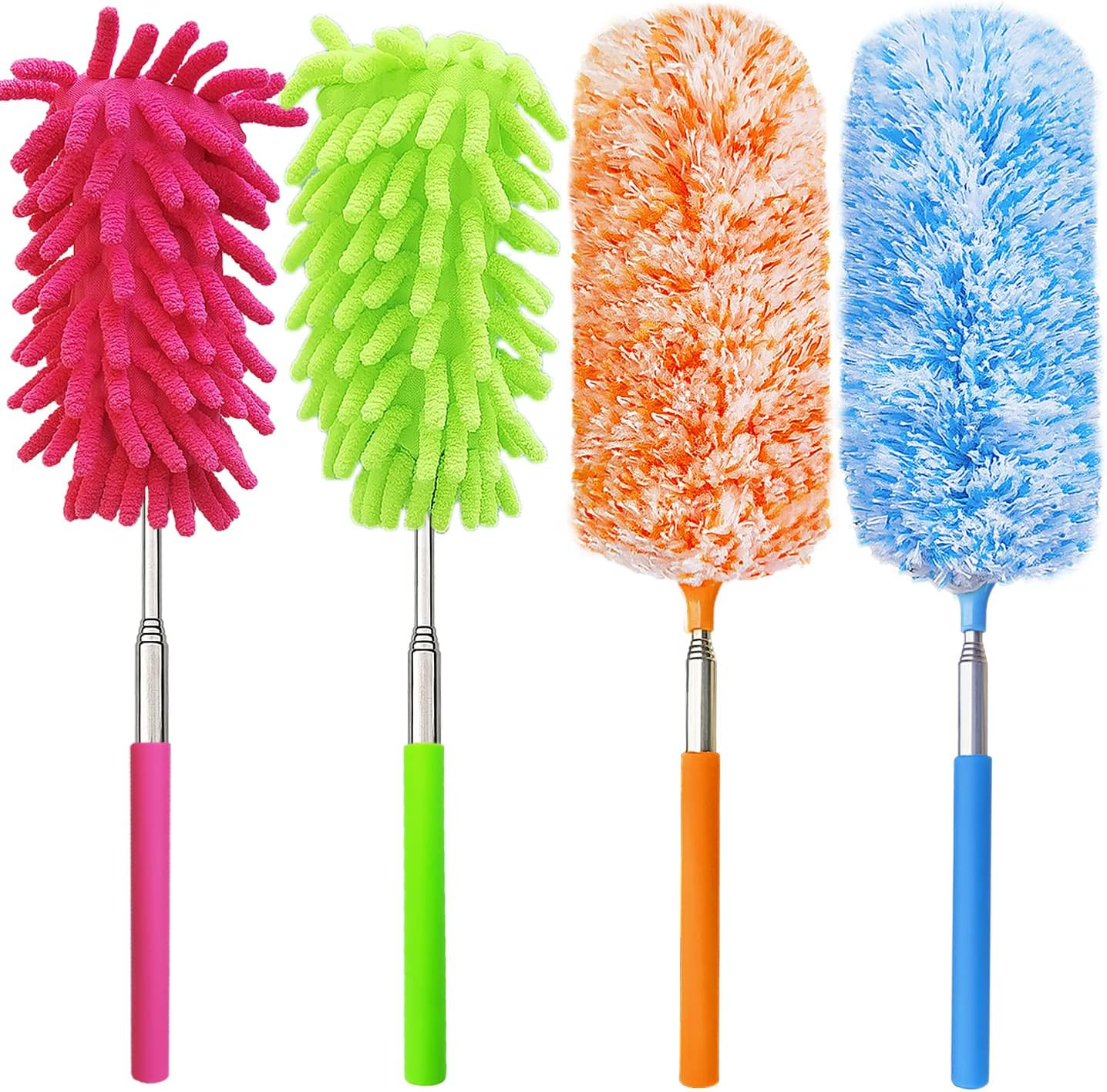 4 pcs Extendable and Washable Microfibre Feather Duster,13″ to 30″ Reachable, Mi