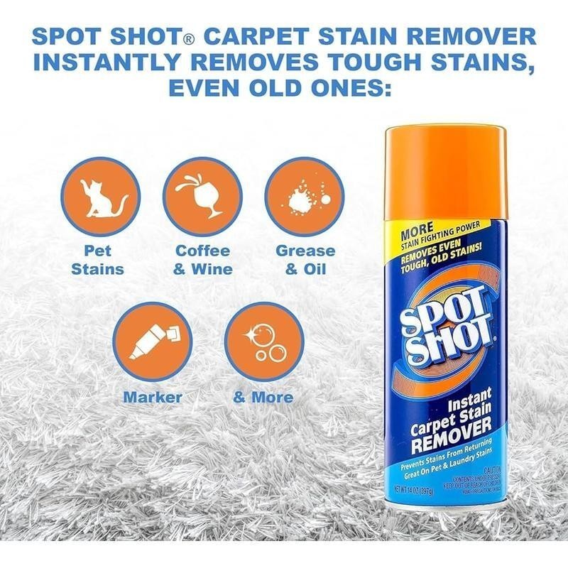 Instant Carpet Stain Remover No Scrub Aerosol Safe Pet Oil Wine Juice 14oz New