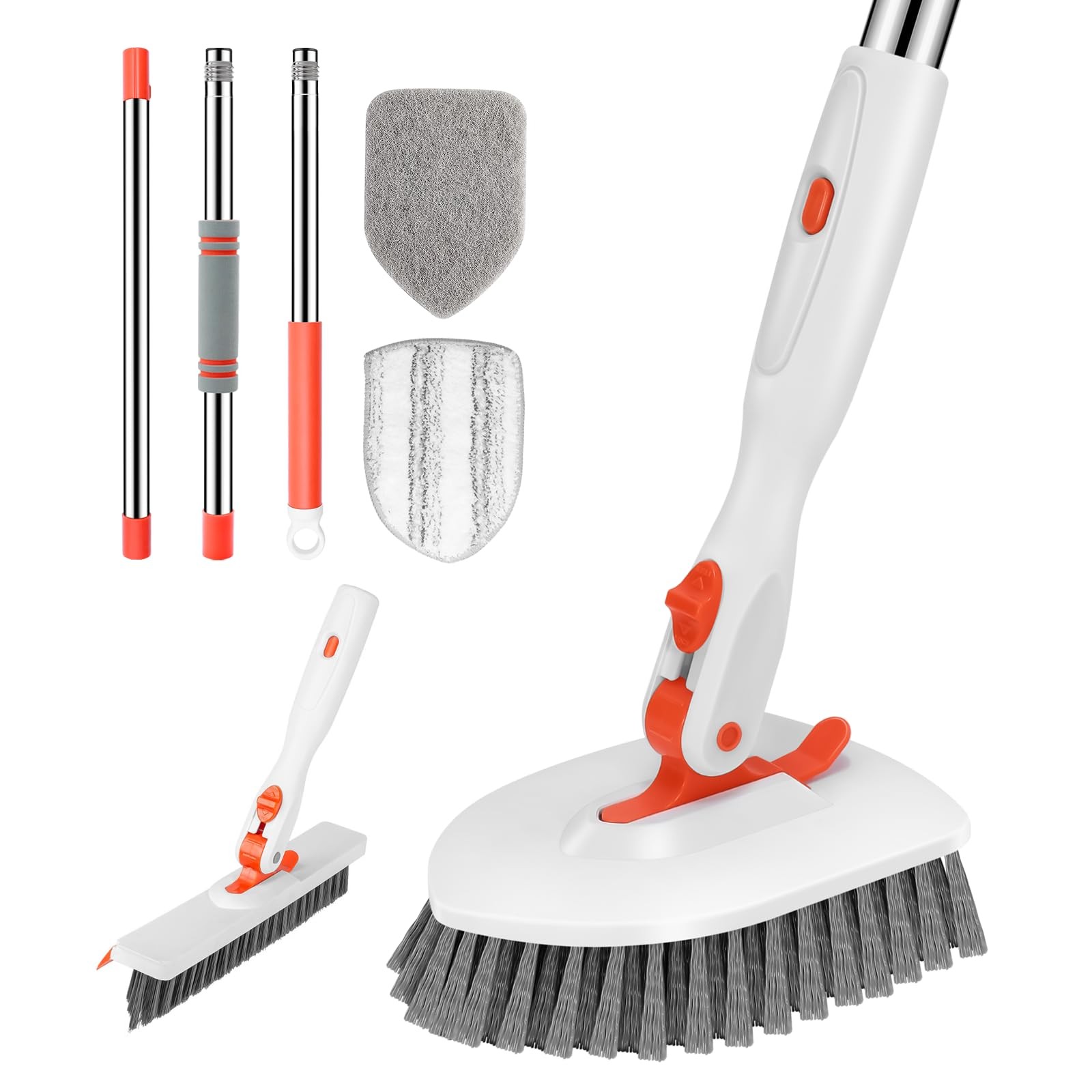 4-in-1 Tile Tub Floor Scrubber with 52-inch Adjustable Long Handle Shower Cle…