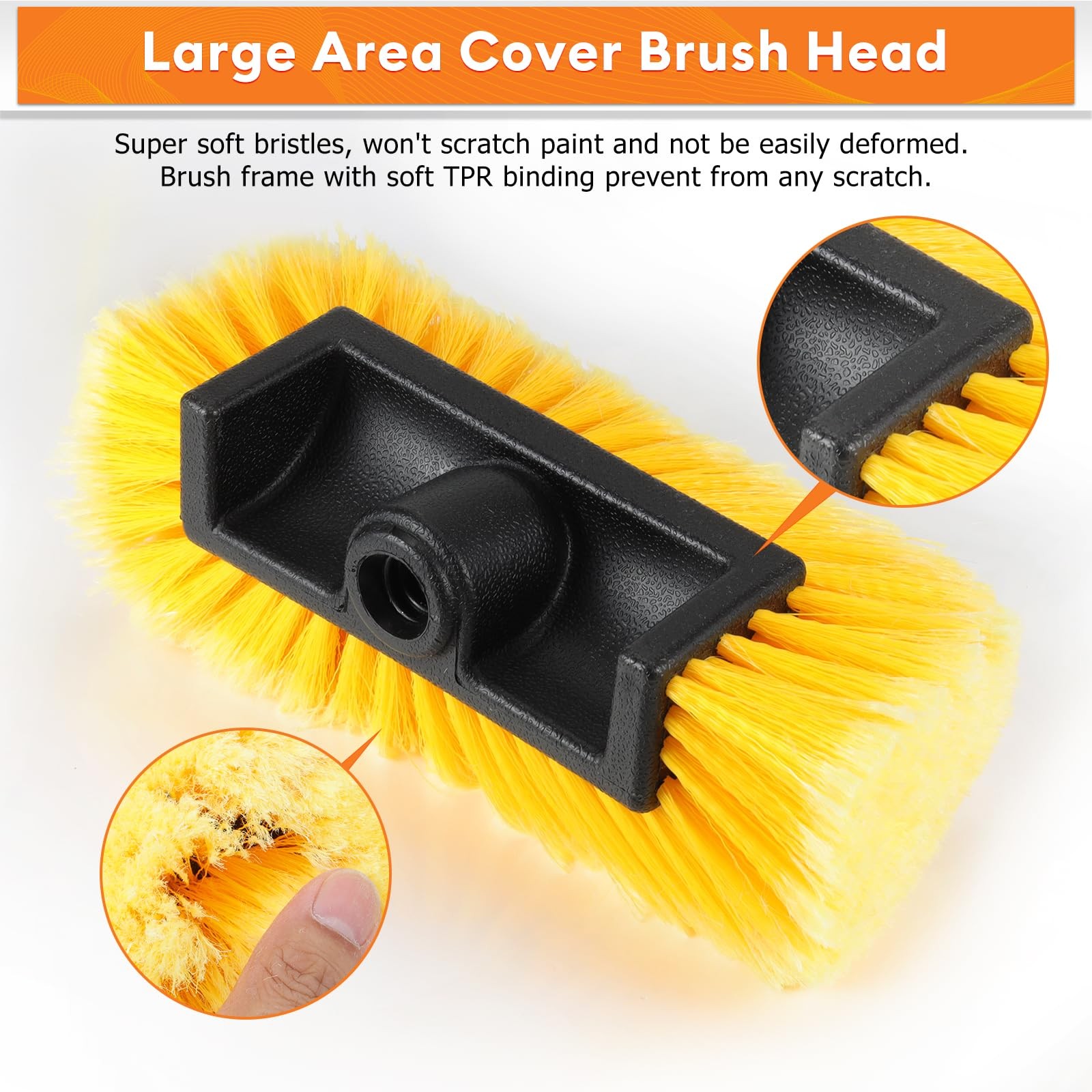 Car Wash Brush,12FT Car Wash Brush with Long Handle, Car Cleaning Brush 10-In.