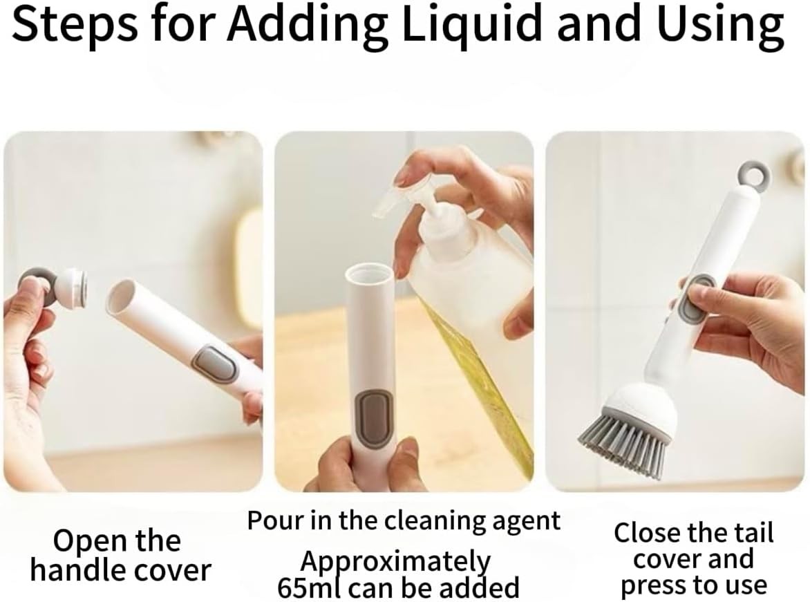 Dish Brush -6-in-1 Dish Brush with Detergent Dispenser – Adjustable Angle & Rota