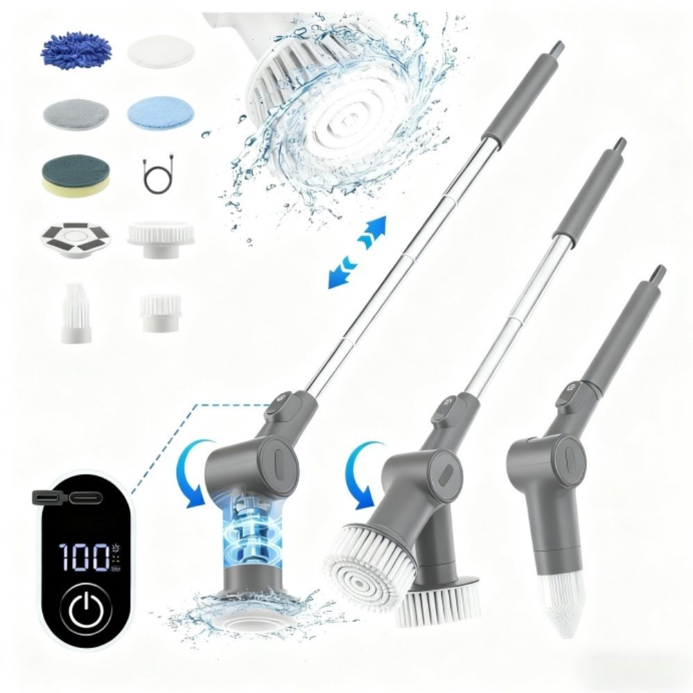 Electric Spin Scrubber, Cordless Cleaning Brush Scrubber for Home&Car Grey