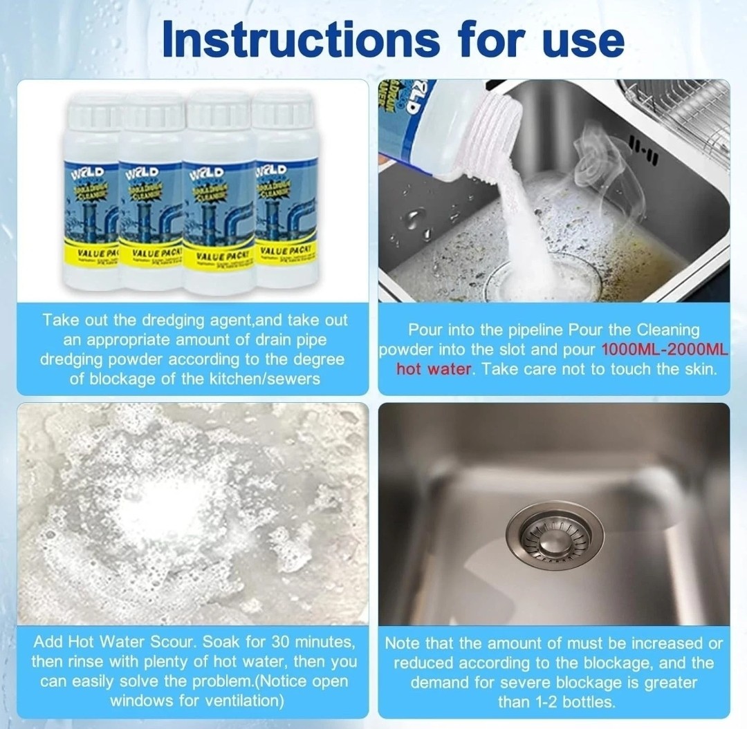 4 Bottles Wild Tornado Pipe Dredge, Powerful Sink & Drain Cleaner, Fast Foaming