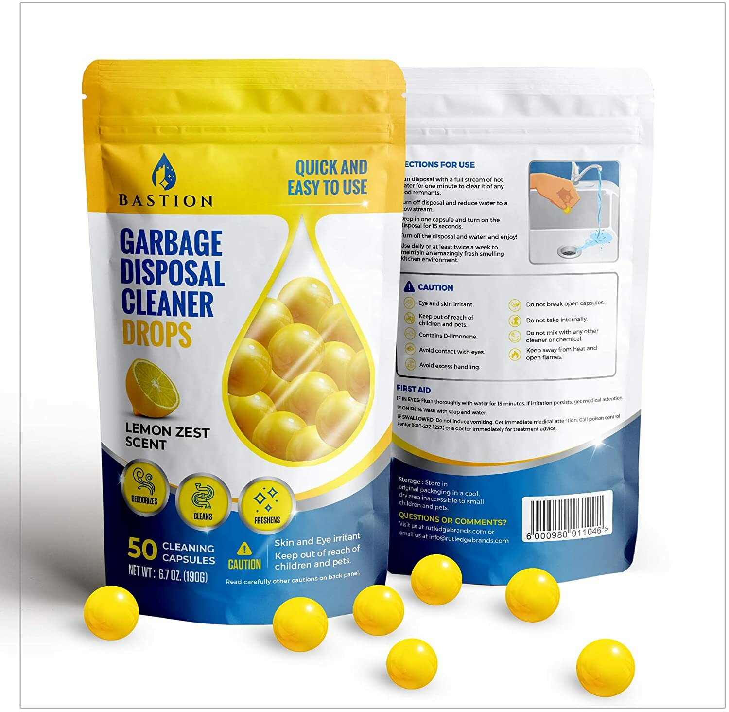 Garbage Disposal Cleaner and Deodorizer Drops by Bastion