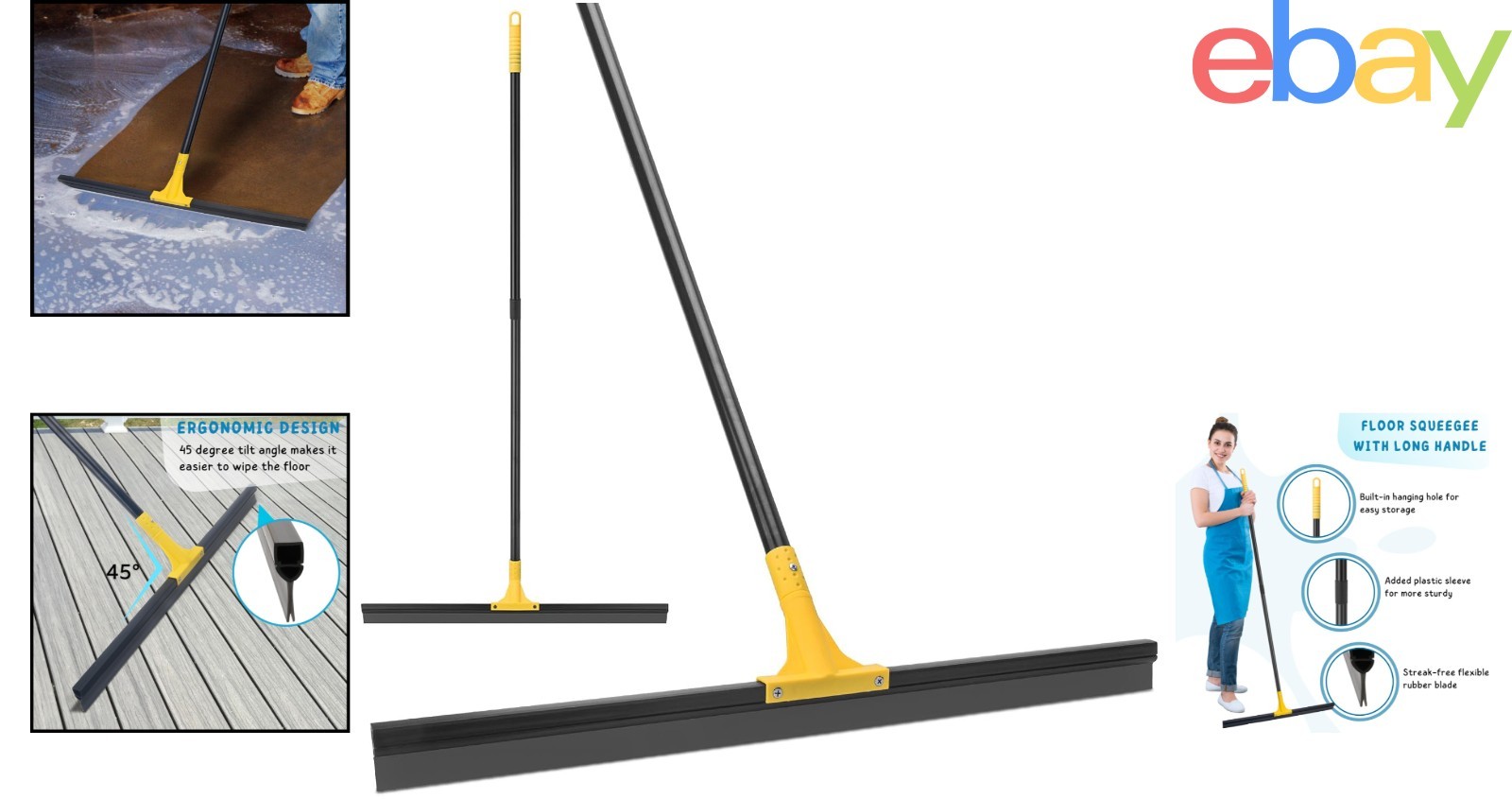 Ergonomic Long Handle Squeegee for Comfortable Indoor and Outdoor Cleaning